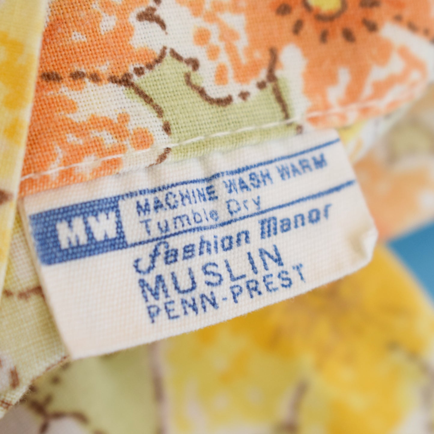 Vintage 1970s Single Pillowcase - Flower Power - Orange & Yellow