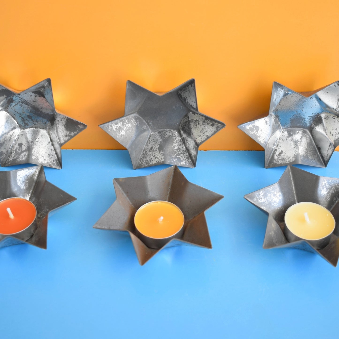 Vintage 1950s Metal Star Moulds / Pastry Cases / Candle Holders