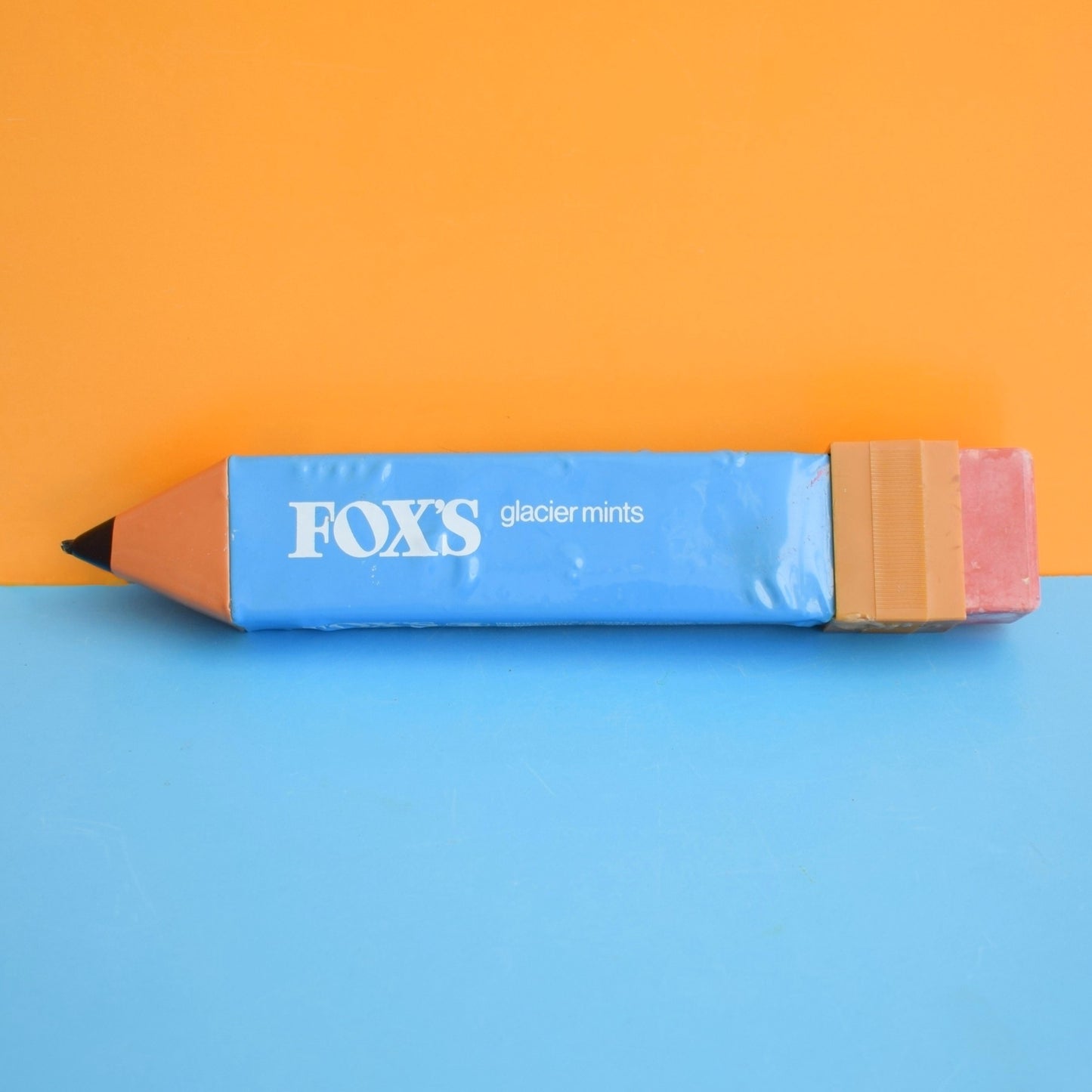 Vintage 1970s Vinyl Pencil Shaped Pencil Case - Foxes Mint Advertising by Pineapple Retro
