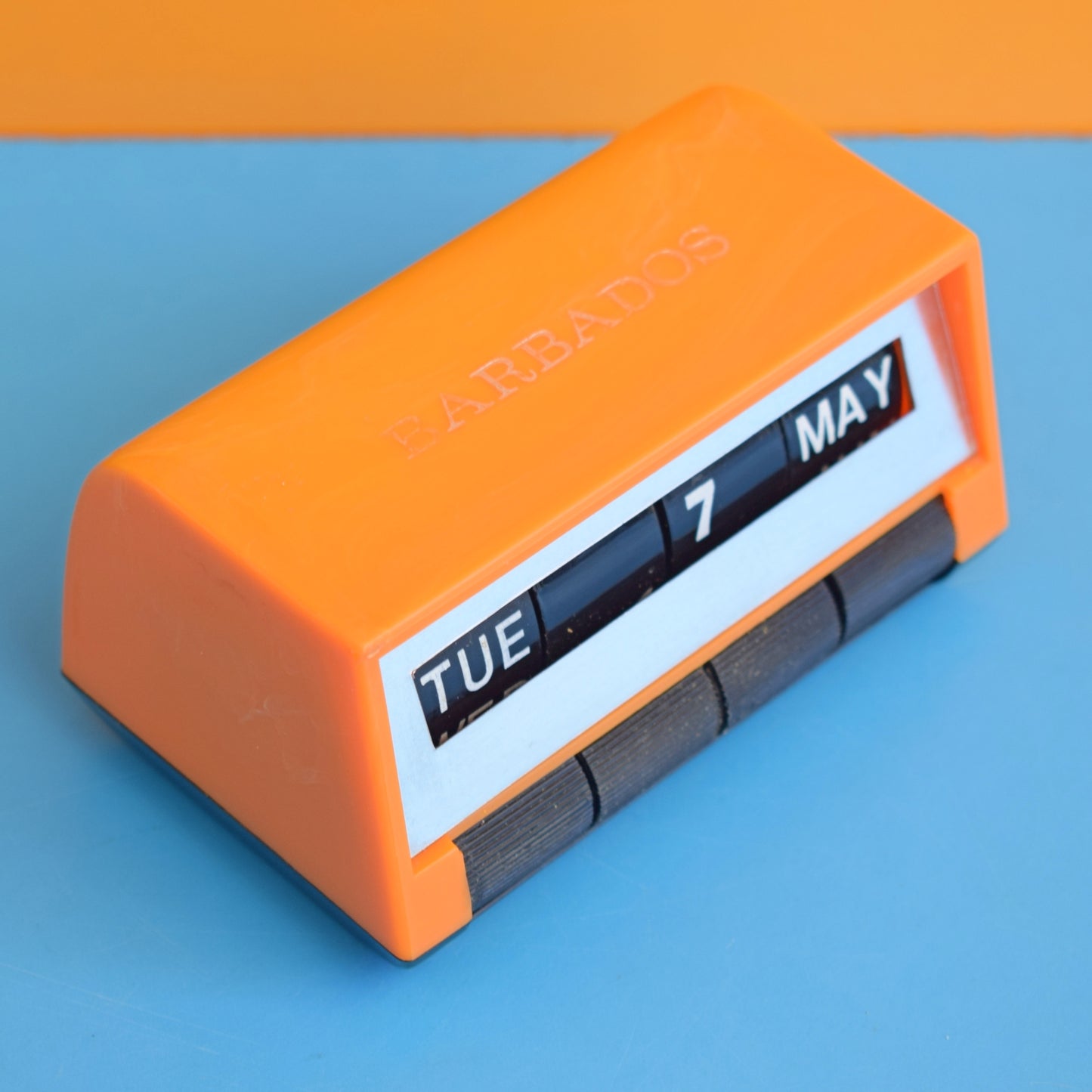 Vintage 1970s Plastic Perpetual Calendar - Orange