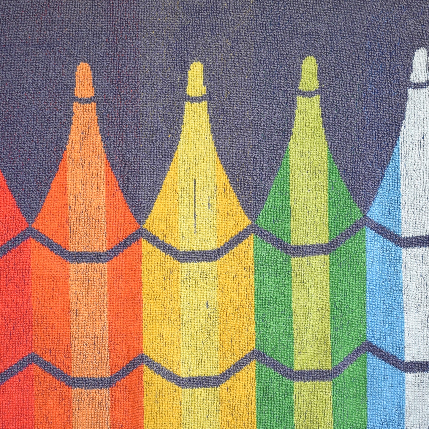 Vintage 1980s Rare Bath Towel - Crayons - Rainbow
