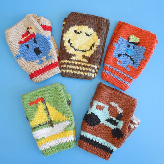 Retro Hand Knitted Fingerless Gloves - Kids - Various