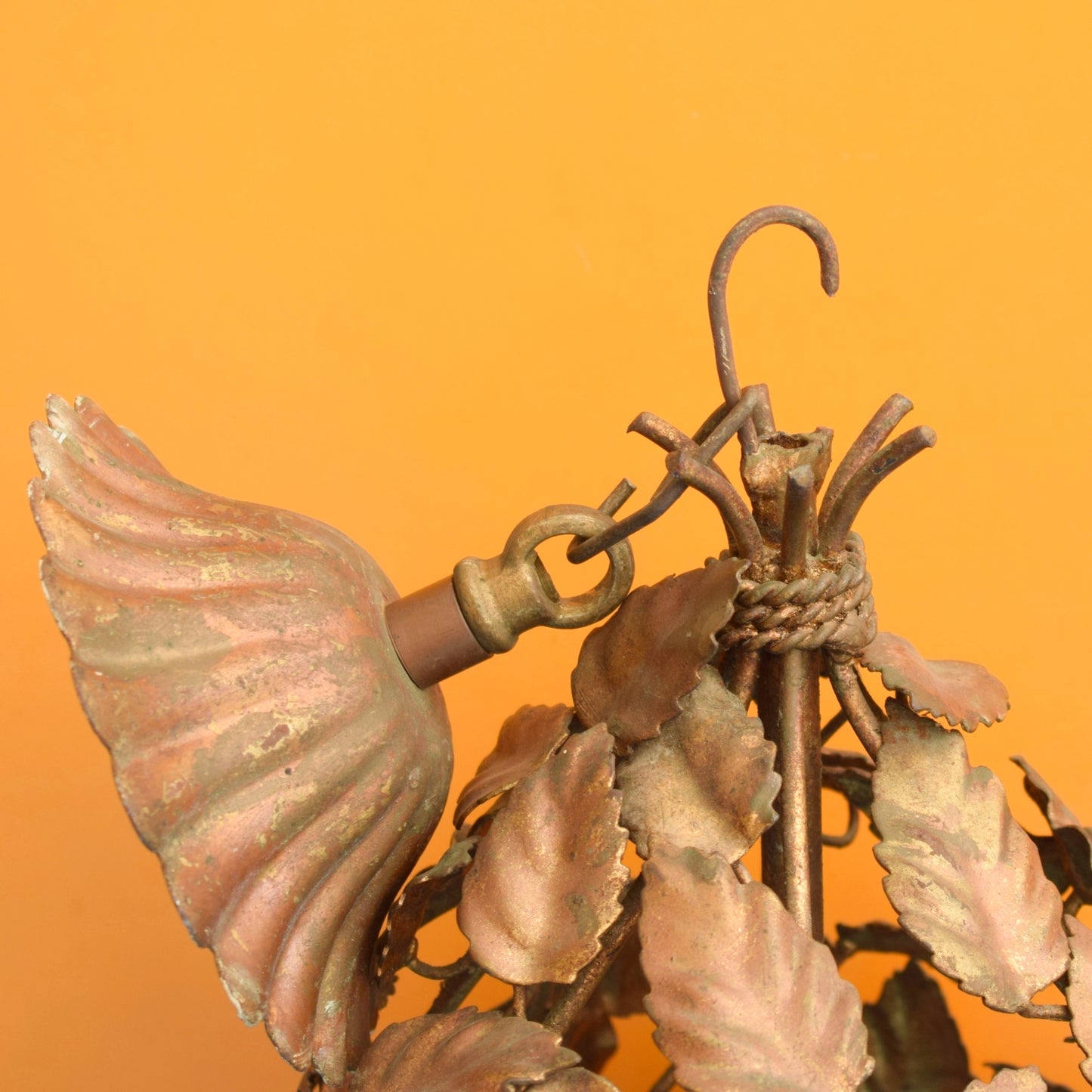 Vintage 1950s Gilded Metal Flower Light Fittings - Italian