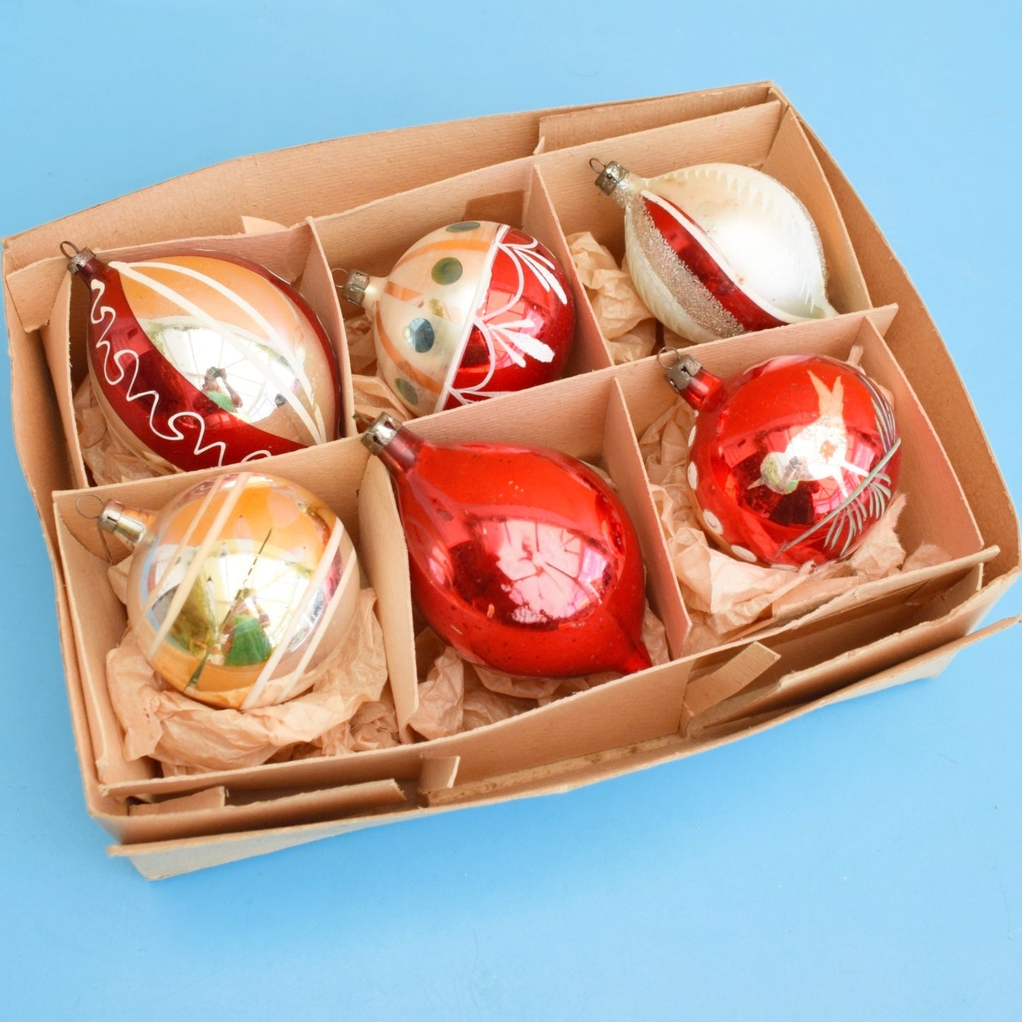 Vintage 1960s Glass Christmas Baubles - Larger Size