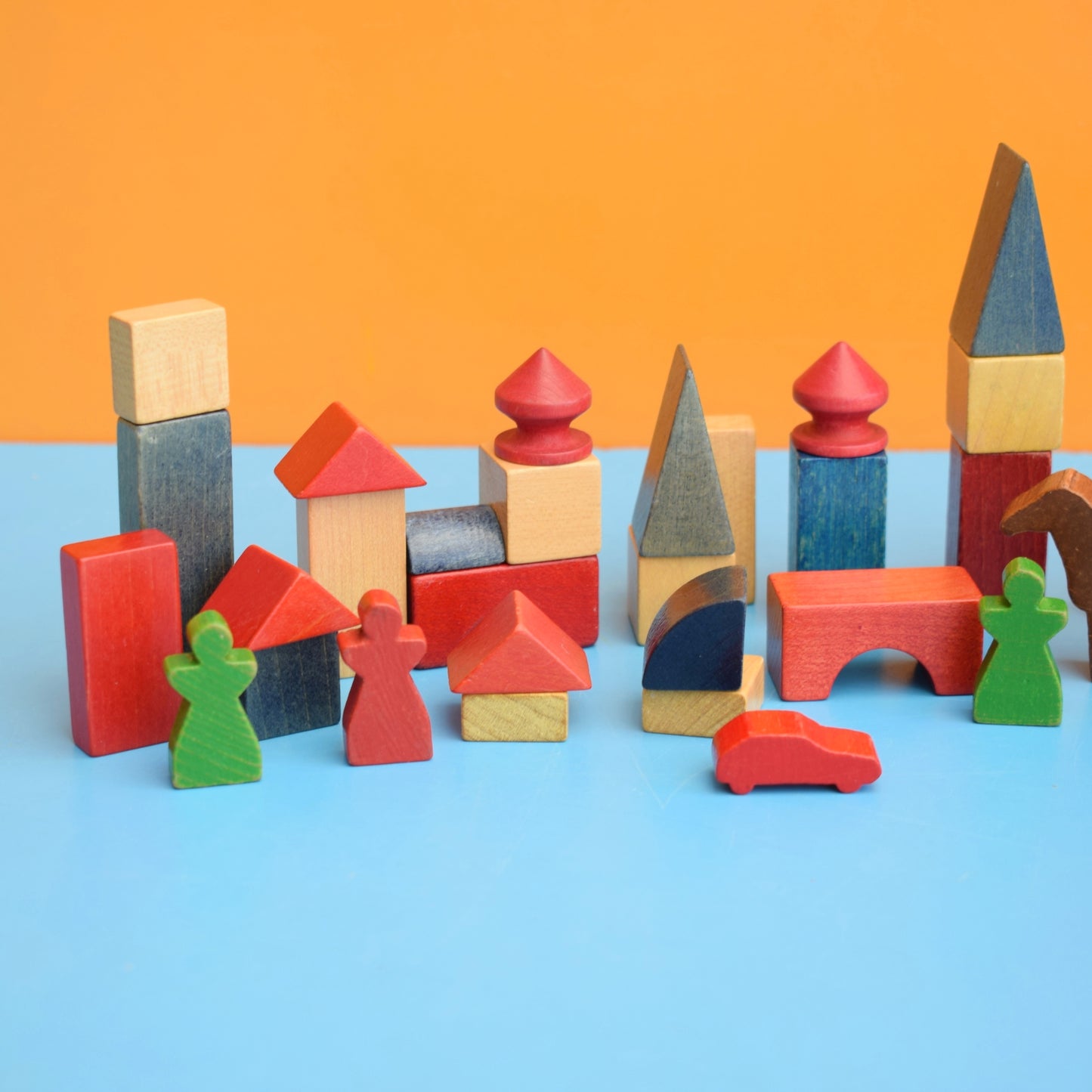 Vintage 1970s Mixed German Wooden Buildings / People