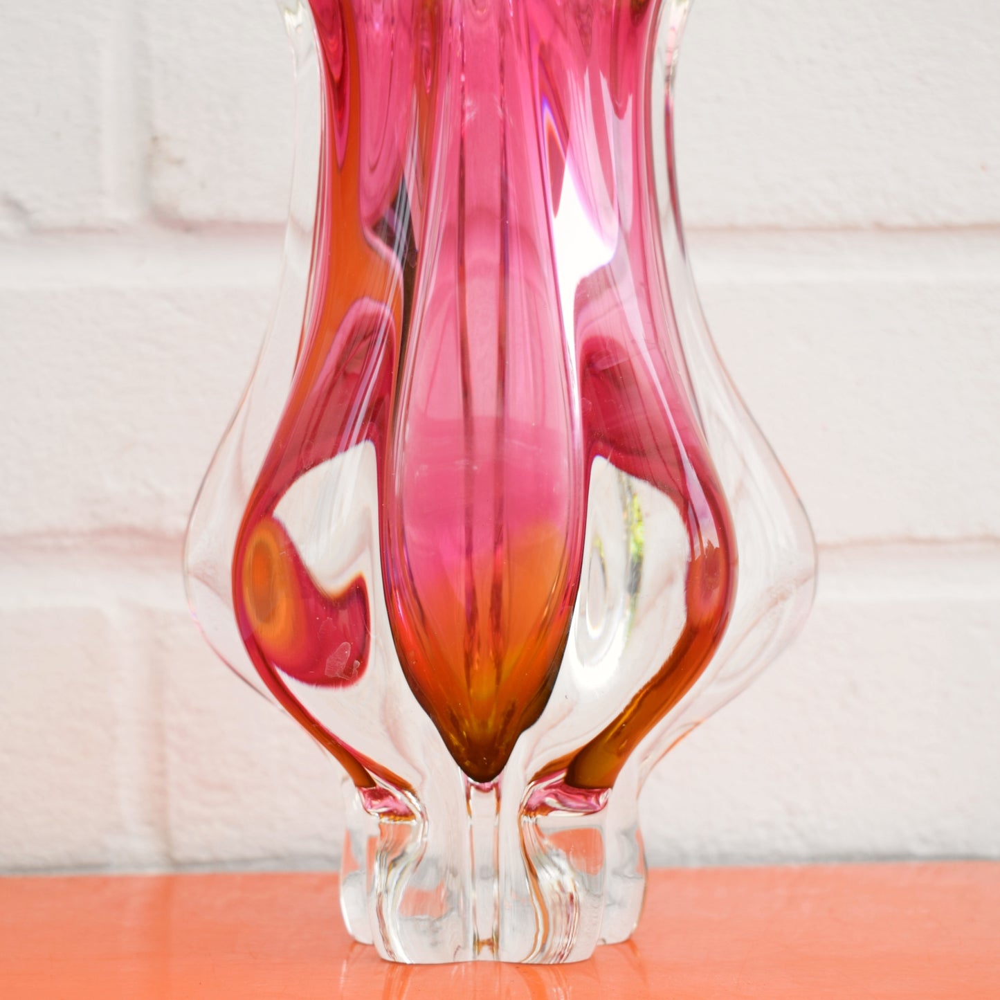 Vintage 1960s Glass Vase / Bowl - Bohemia Czech - Chribska Glassworks