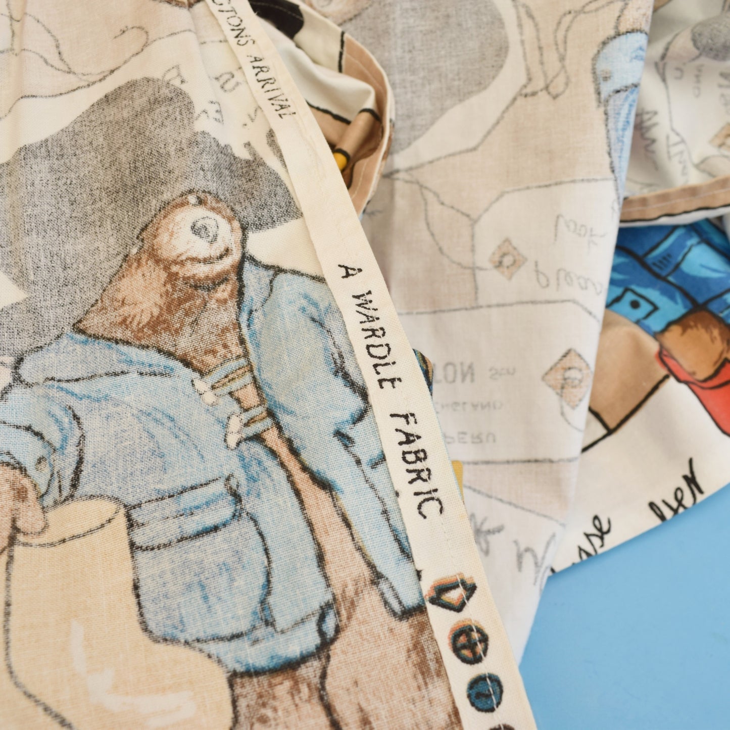Vintage 1970s Paddington Bear Curtain / Fabric by Vintage