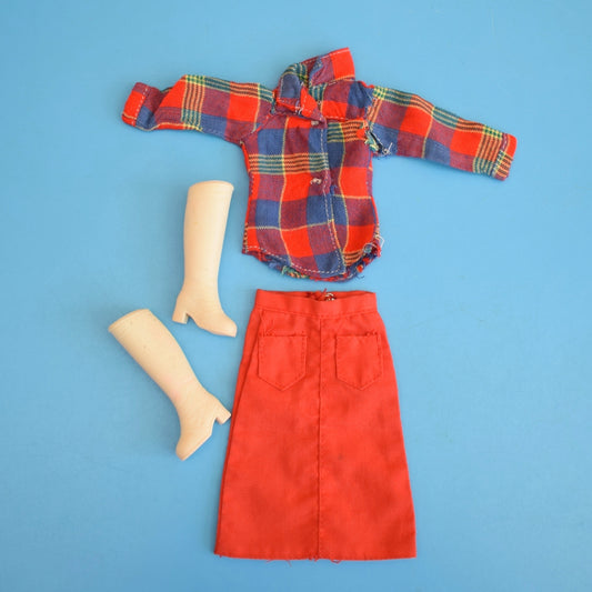 Vintage 1970s Sindy Separates Checked Shirt/ Skirt