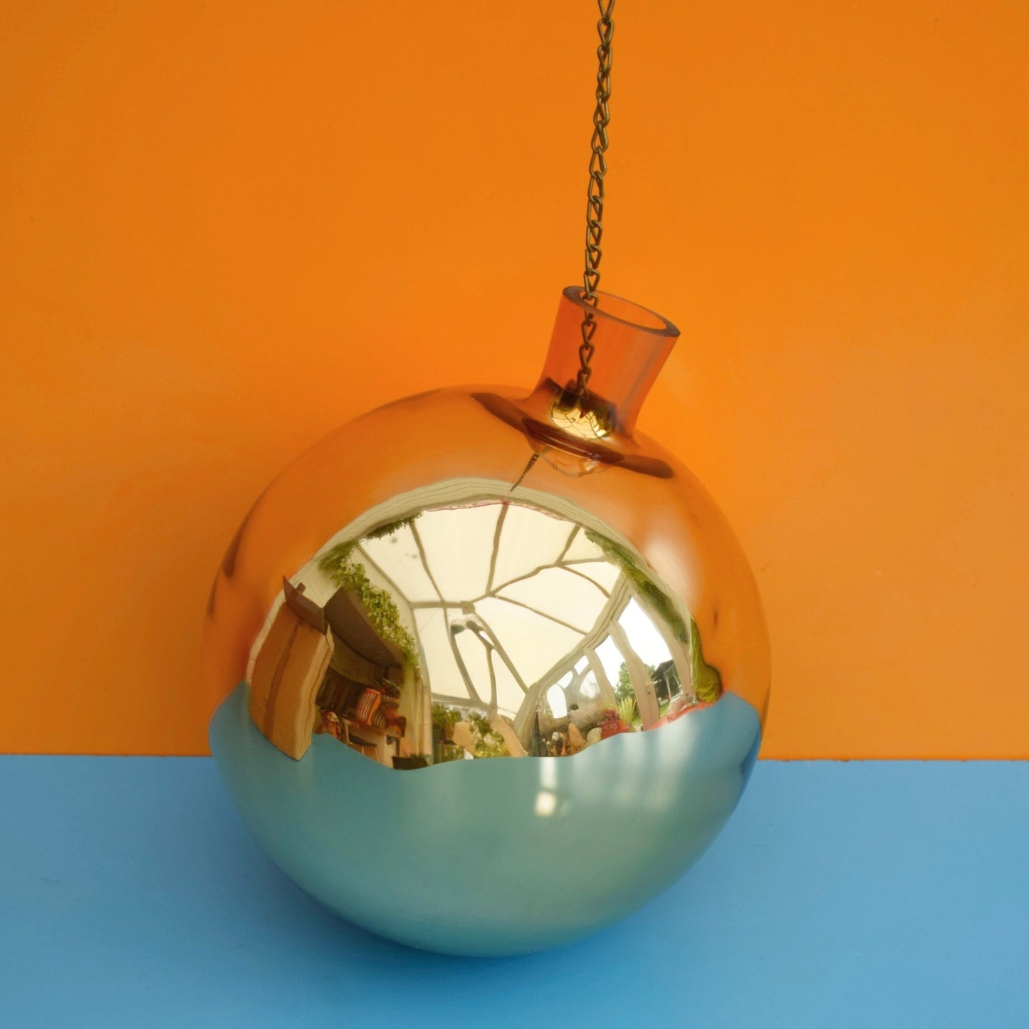 Vintage 1970s Huge Glass Bauble / Witches Ball / Kugel - Gold