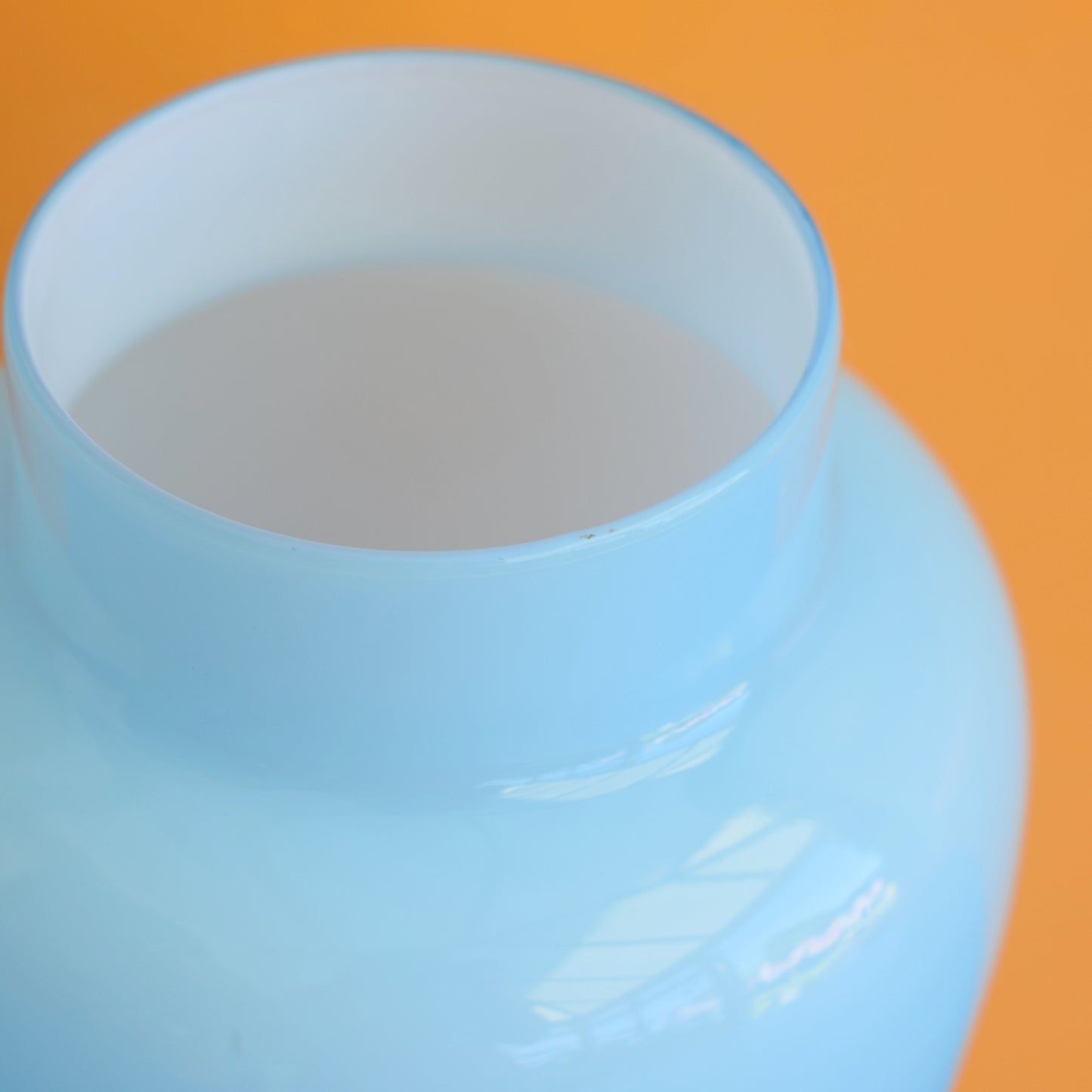 Vintage 1960s Bon Bon Glass Candy Jar - Cased Pale Blue & White