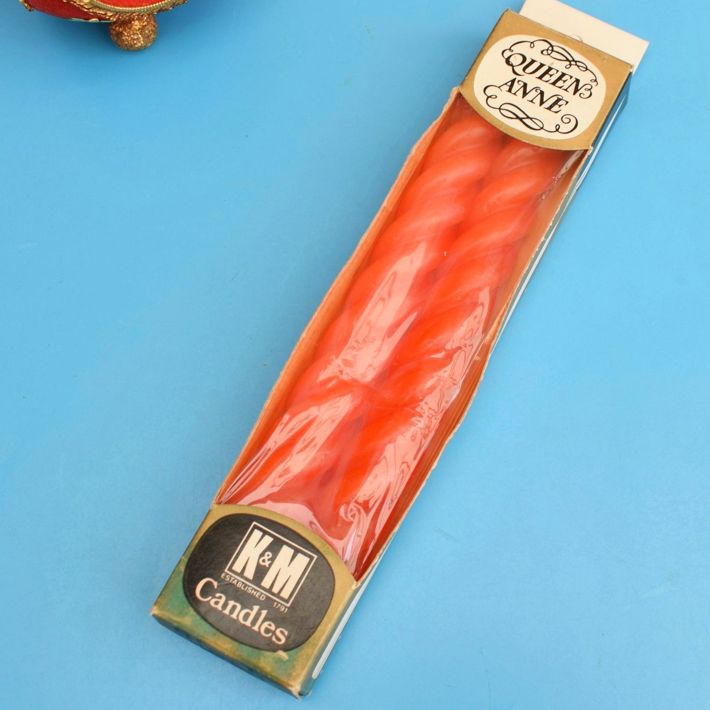 Vintage 1960s Flocked Plastic Christmas Diorama Candle Holder / Candles