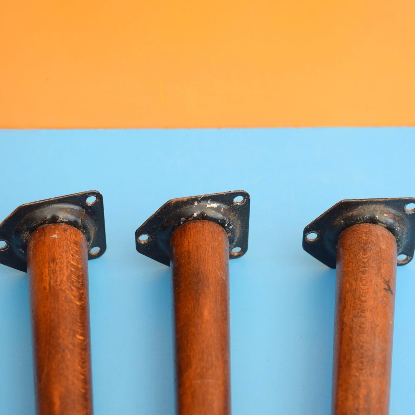 Vintage 1950s Tapered Teak Screw In Legs / Brackets