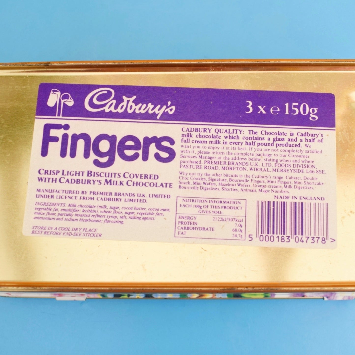 Vintage 1980s Basket Of Flowers Tin - Purple - Cadbury's Fingers