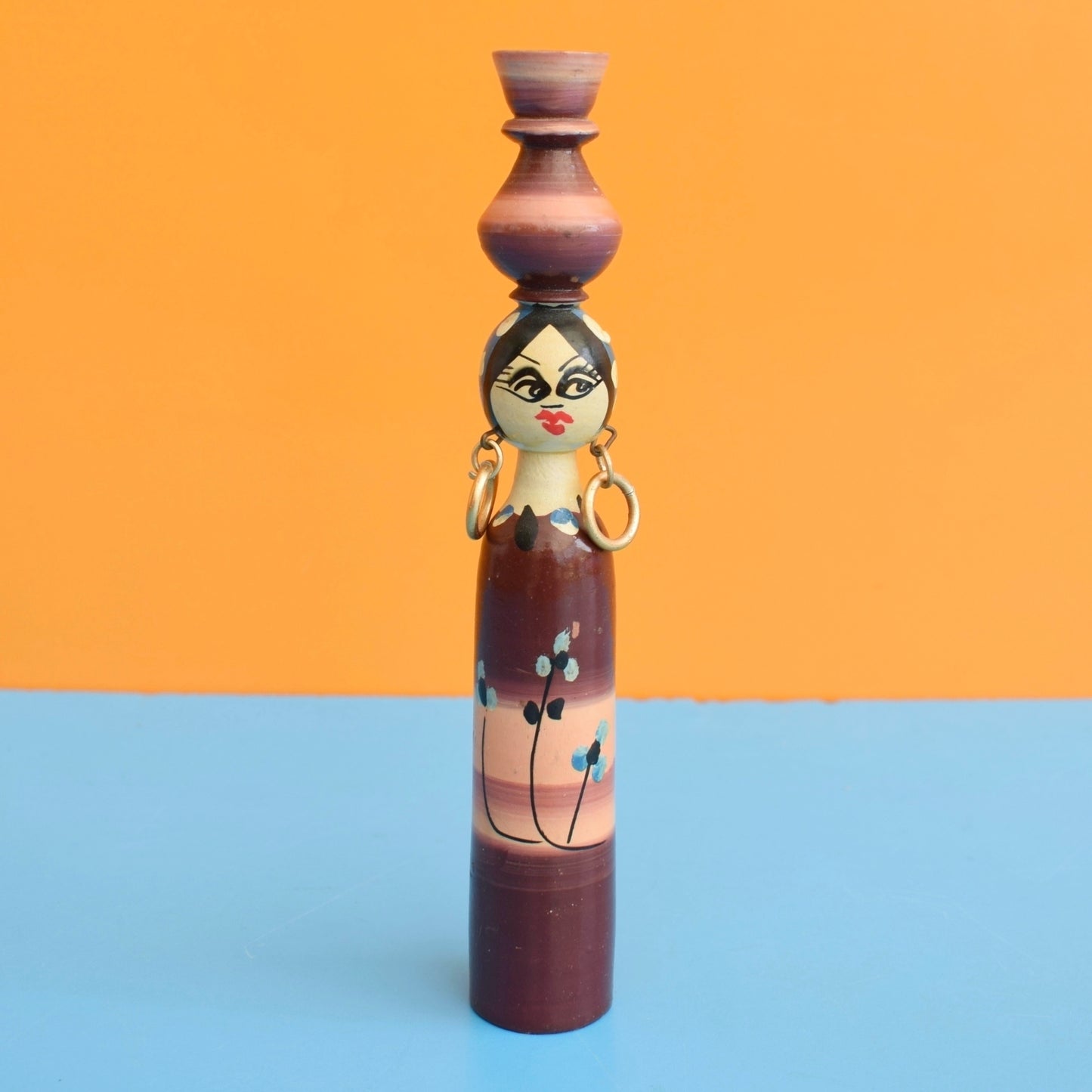 Vintage 1960s Wooden Peg Dolls - Egyptian