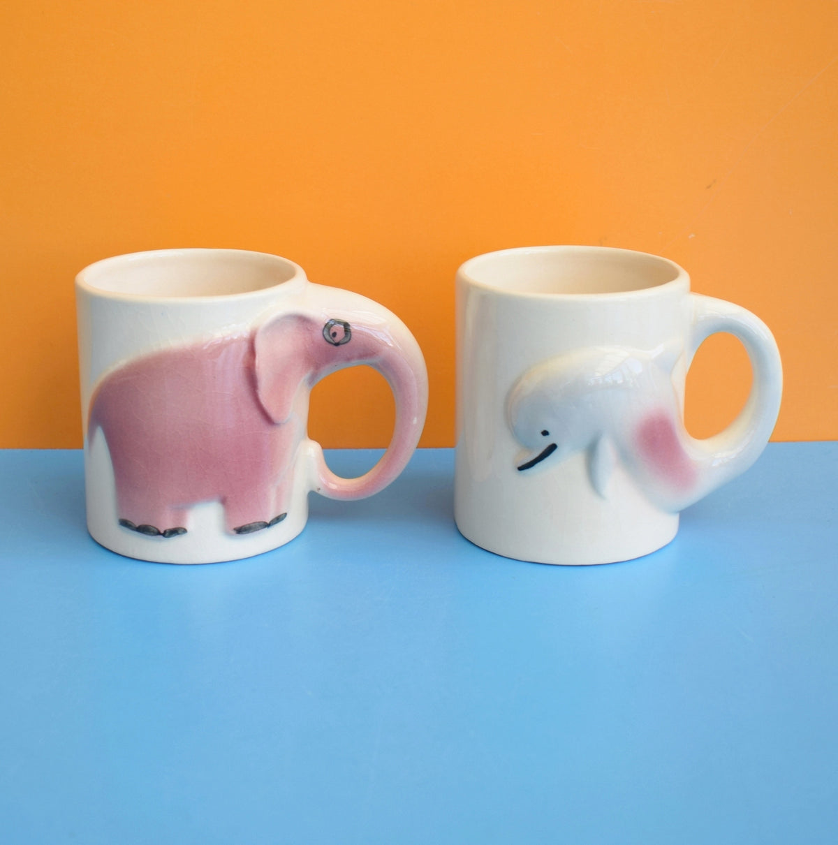 Vintage 1980s Cute Kids Mug - Elephant or Dolphin by Pineapple Retro