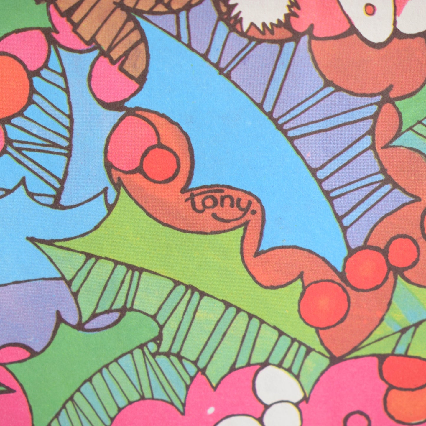 Vintage 1970s Christmas Wrapping Paper - Psychedelic Pattern by Pineapple Retro