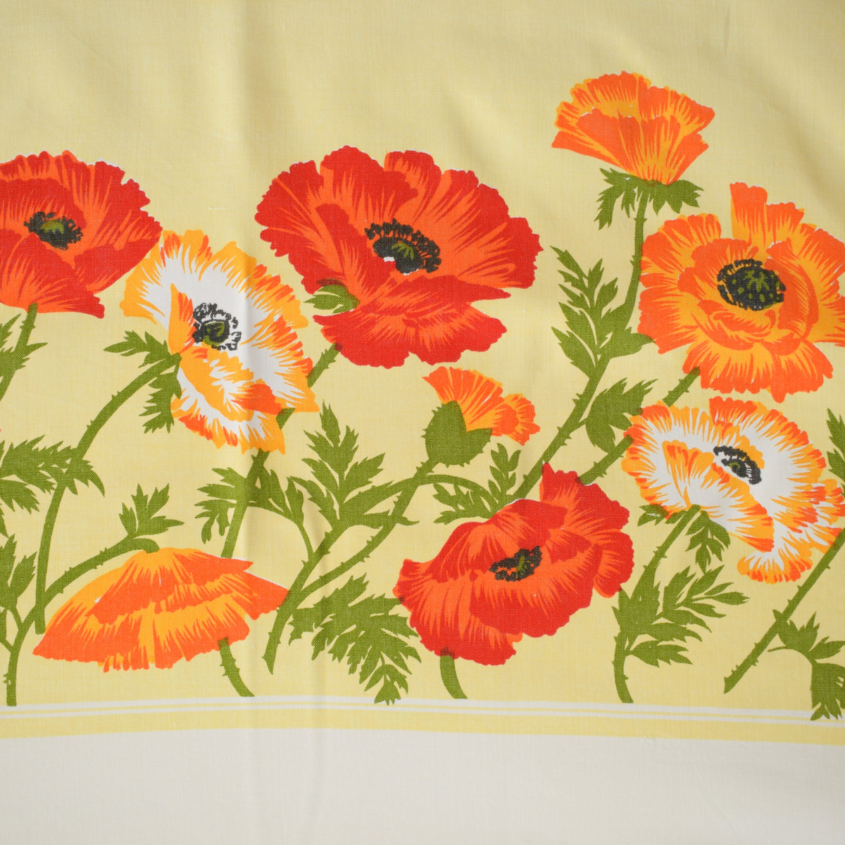 Vintage 1970s Tablecloth - Poppies - Red & Orange by Pineapple Retro