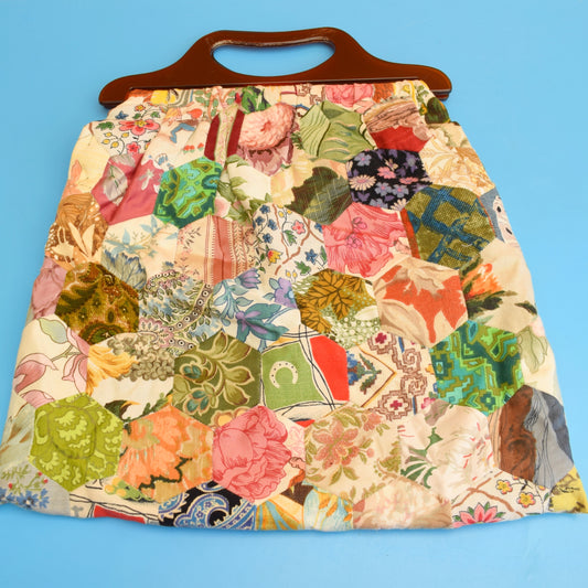 Vintage 1950s Patchwork Knitting Bag / Storage Bag
