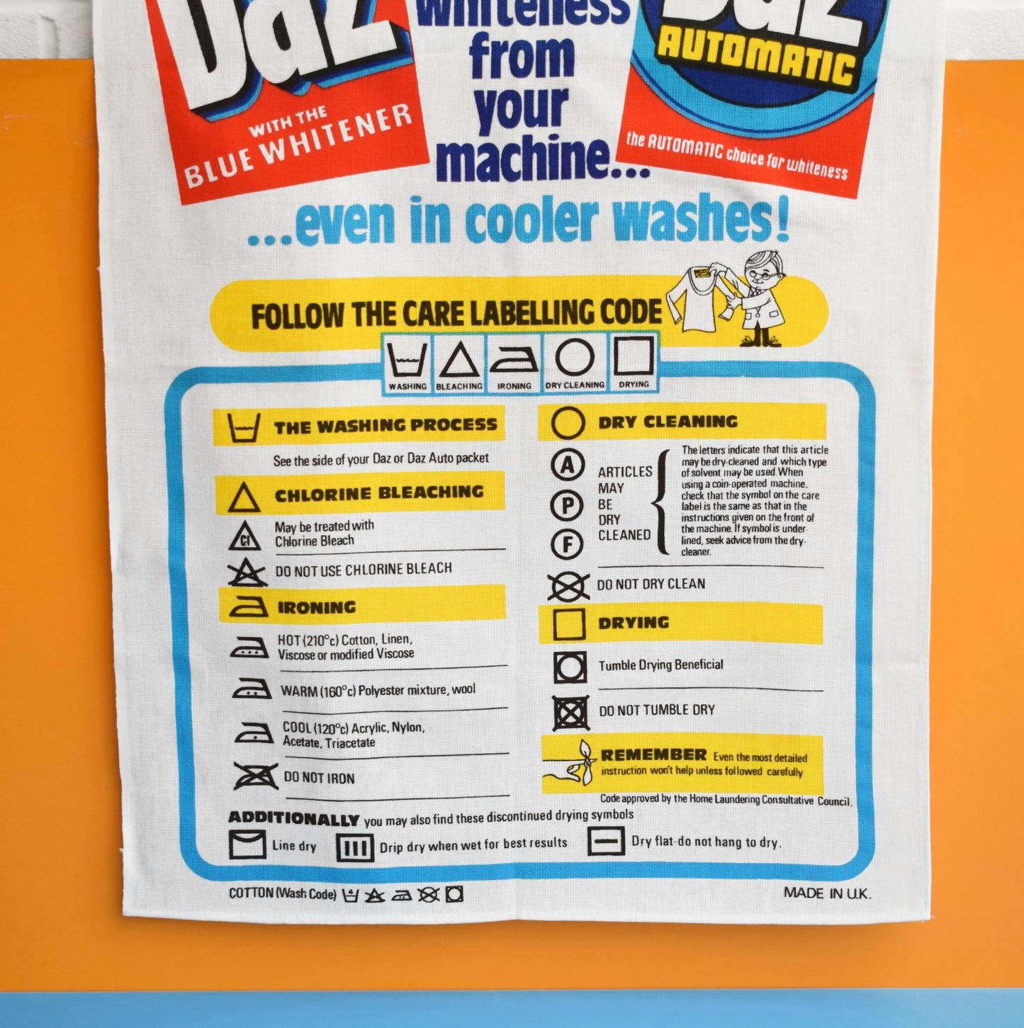 Vintage 1980s Tea Towel - Daz Washing Powder by Vintage