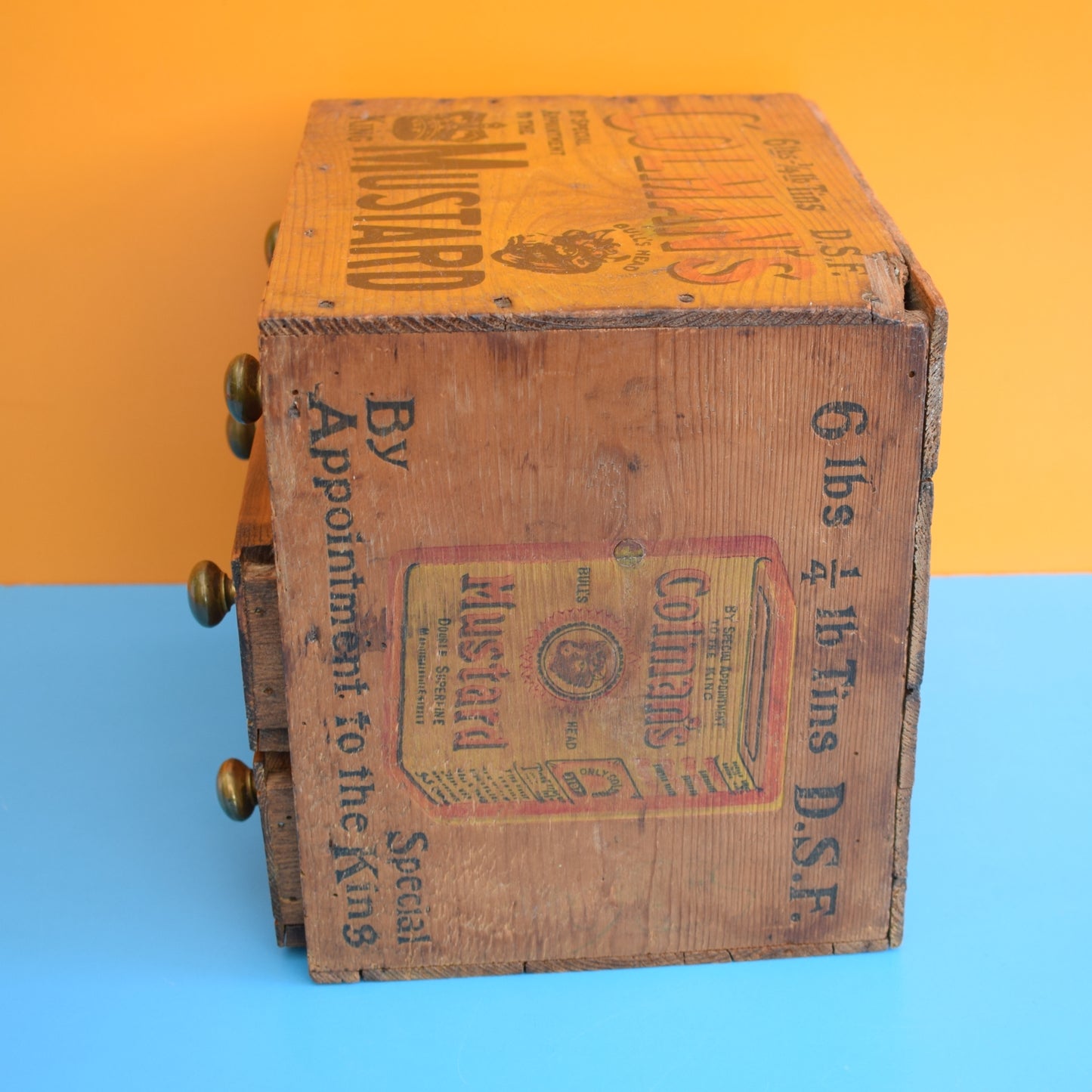 Vintage 1950s Handmade Small Drawers- Colemans Mustard