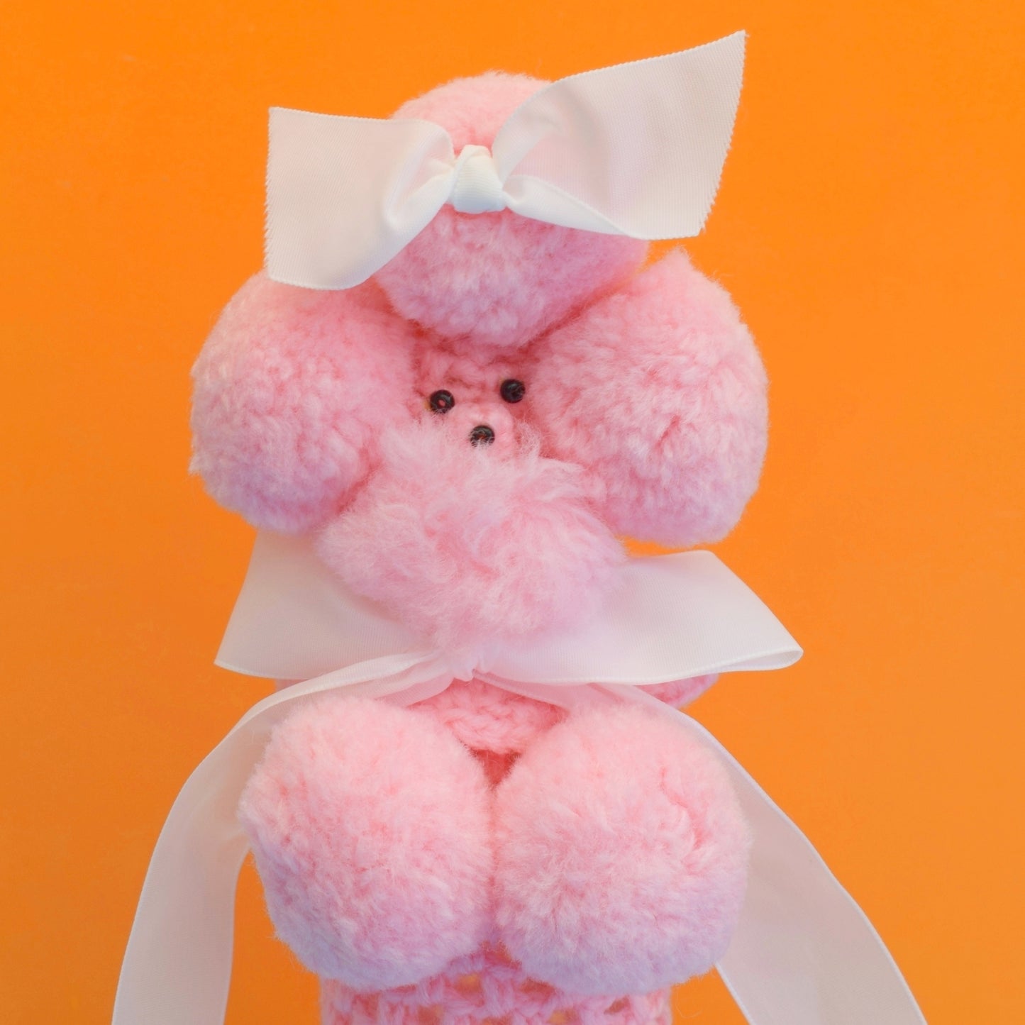 Vintage 1960s Knitted Poodle Bottle Cover - Small Pink