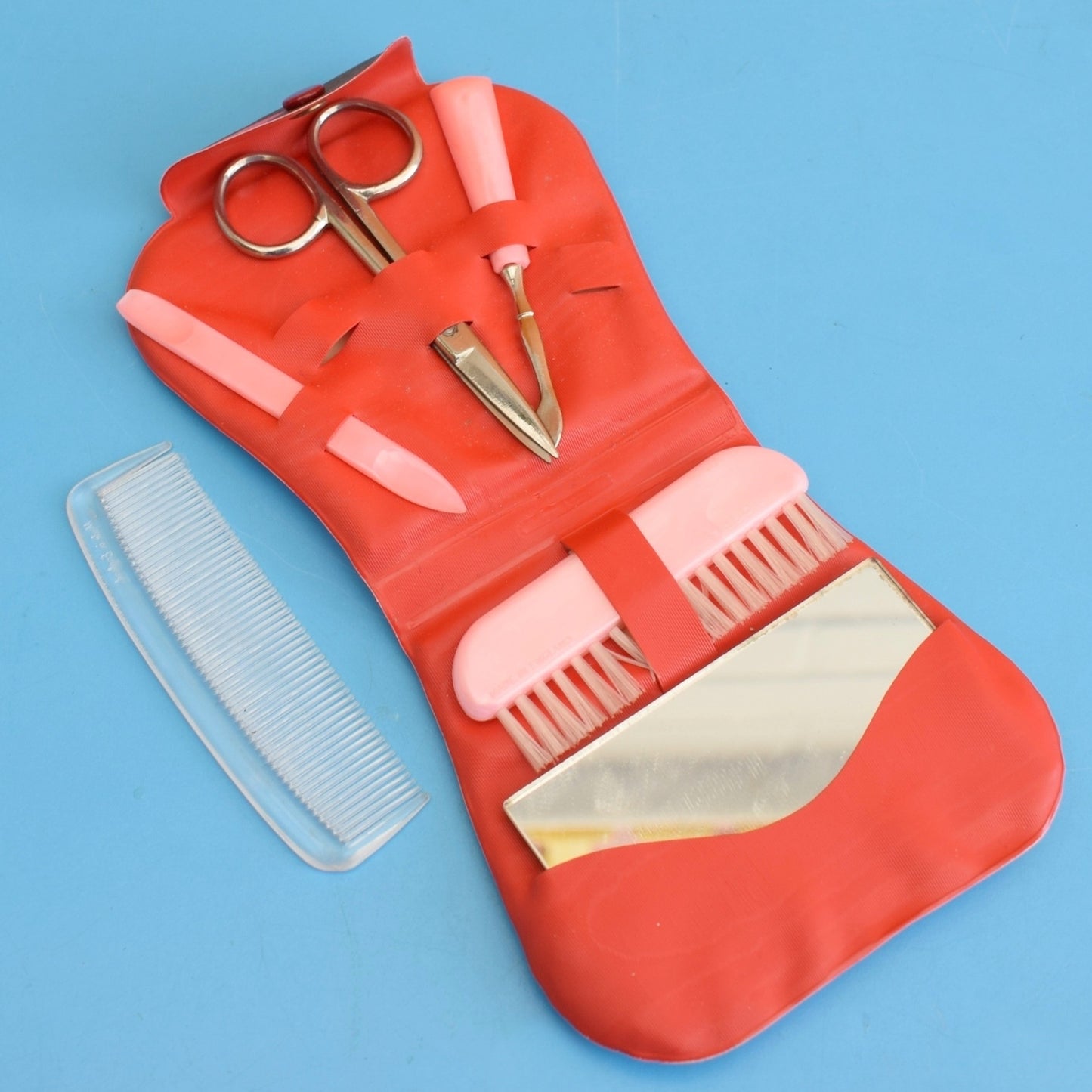 Vintage 1960s Vinyl Vanity Set - Nails Etc - Flower Power