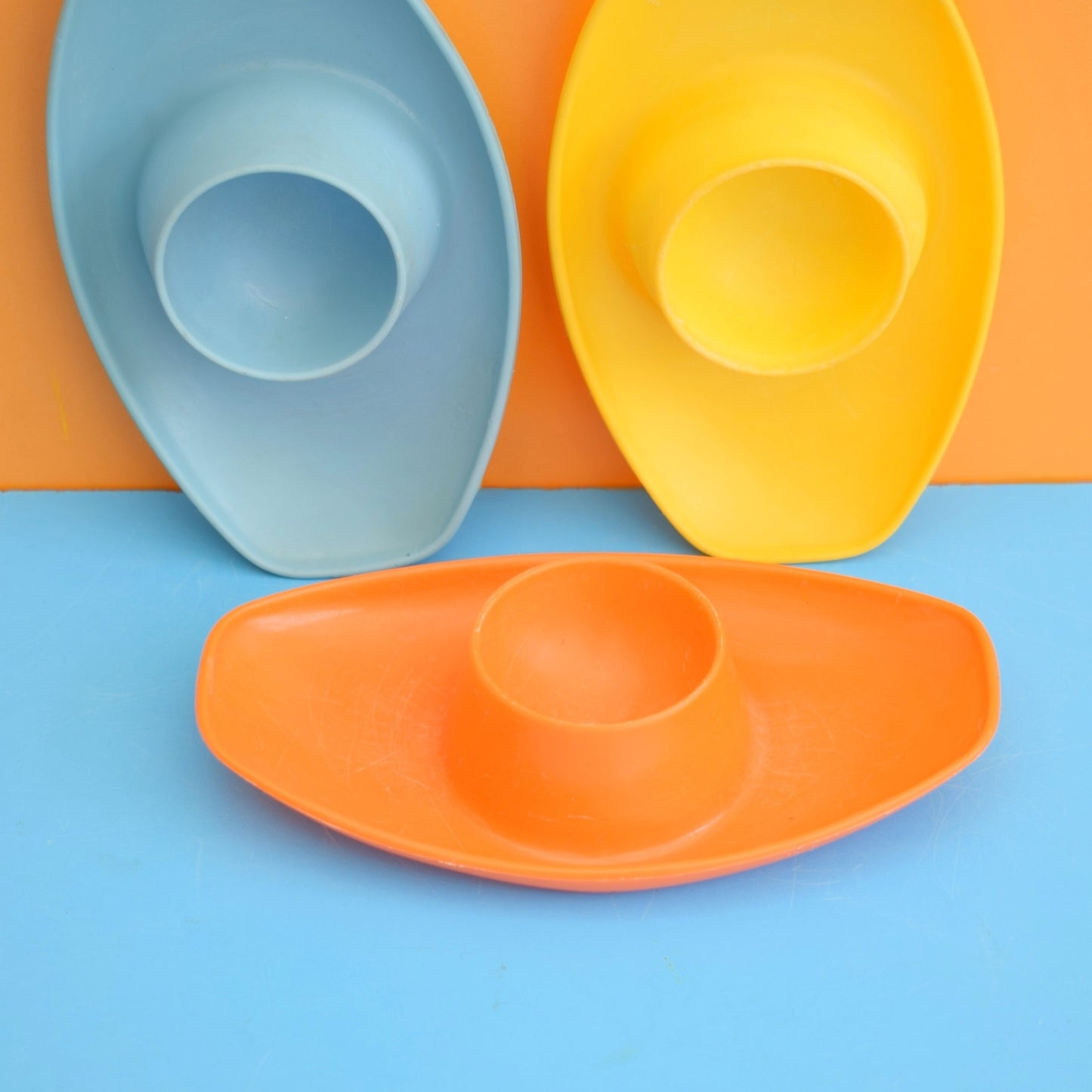 Vintage 1960s Plastic Stacking Egg Cups x3 by Vintage