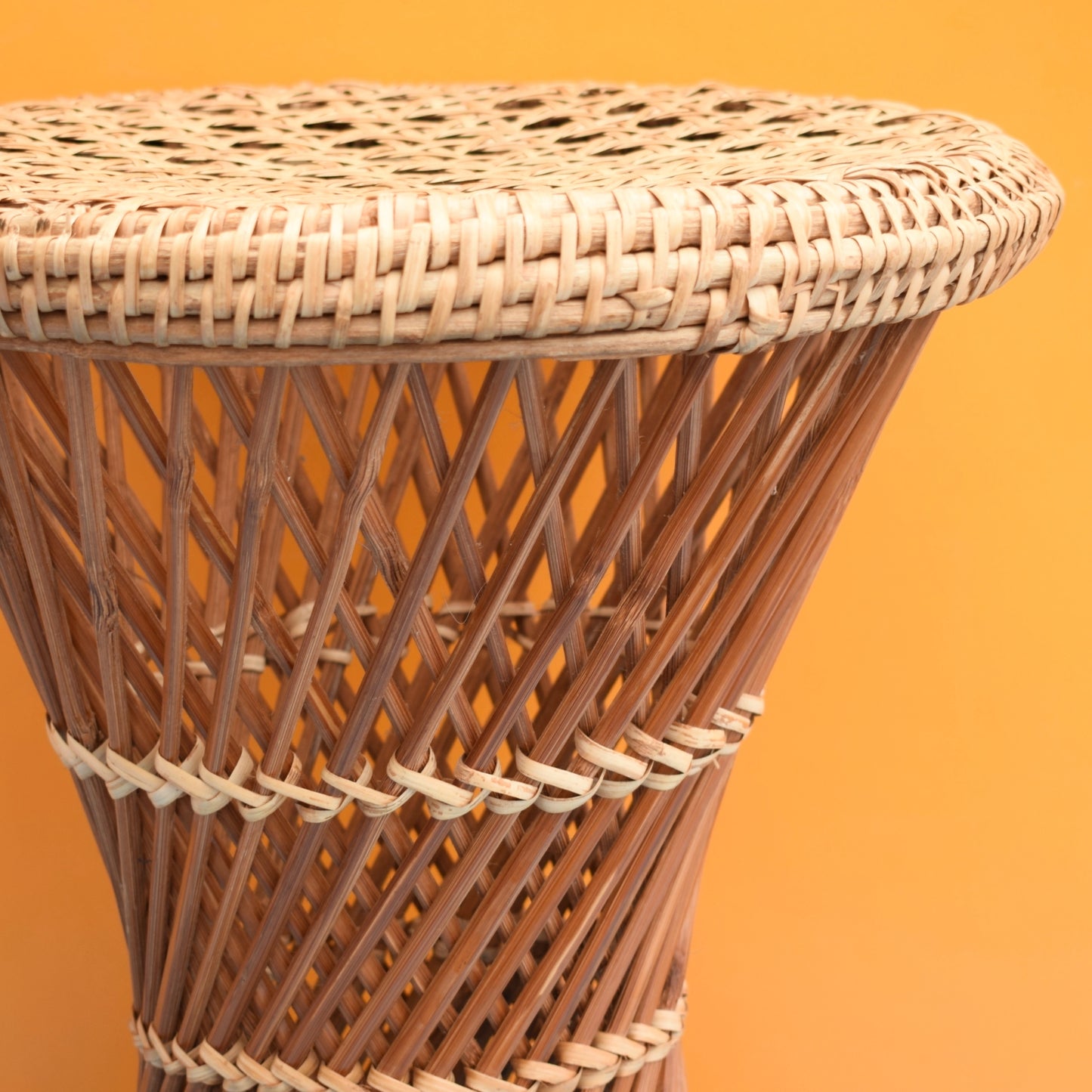 Vintage 1970s Wicker / Bamboo Stool/Planter by Pineapple Retro