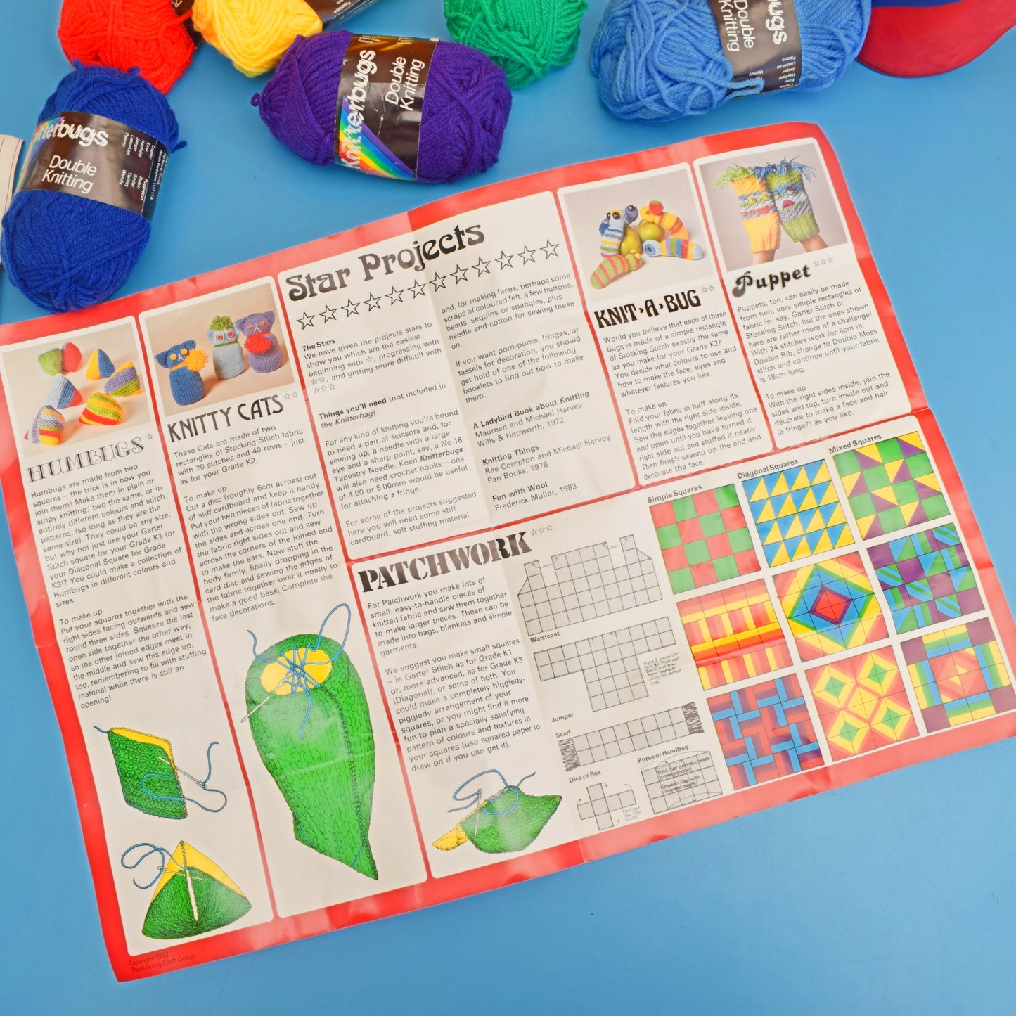 Vintage 1980s Vinyl knitterbug Rainbow Set