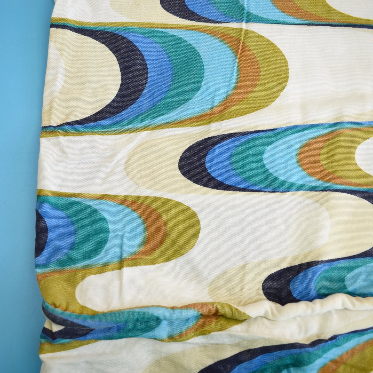 Vintage 1960s Geometric Fabric - Brown & Blues -Swirl