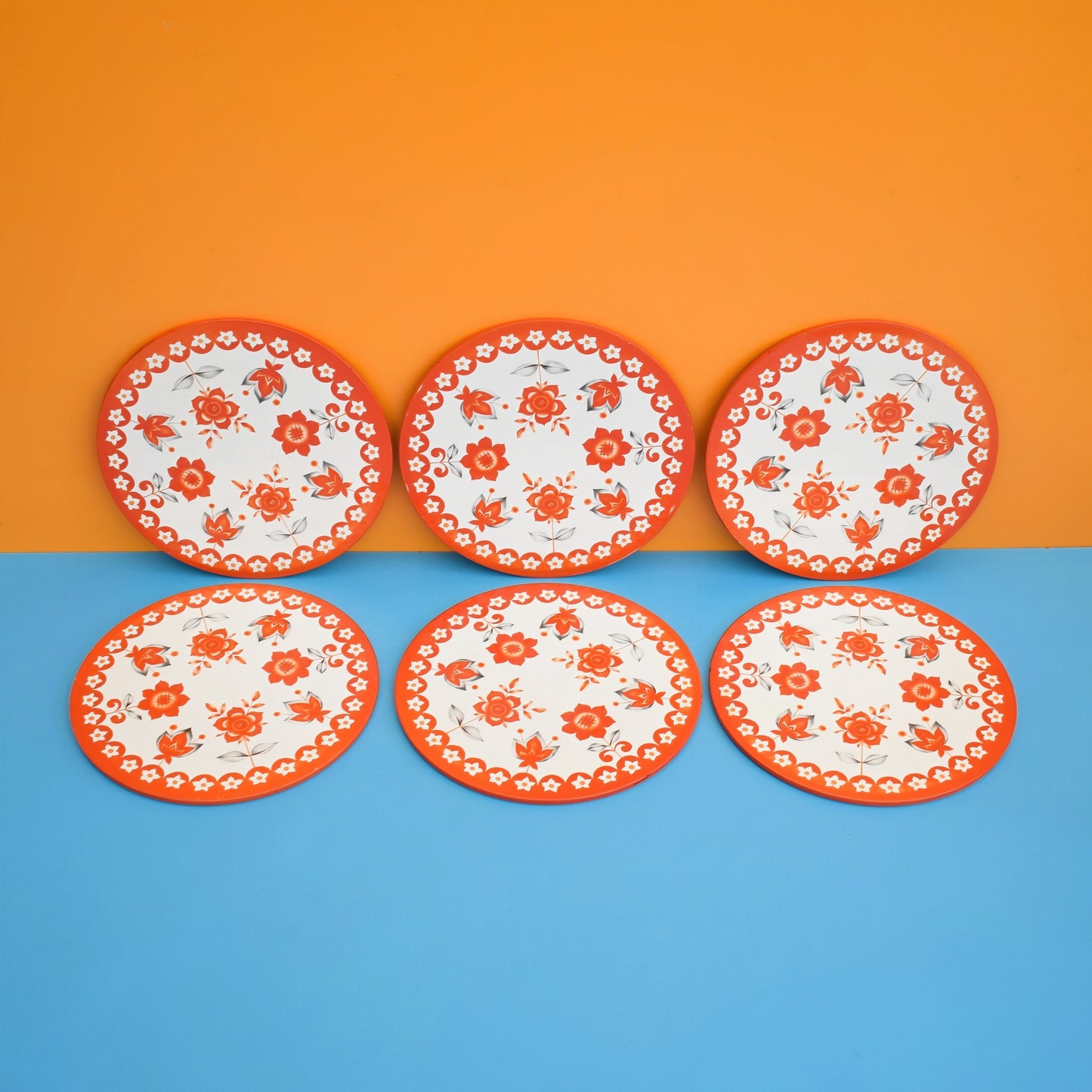 Vintage 1960s Taunton Vale Placemats - Flower Power - Orange by Vintage