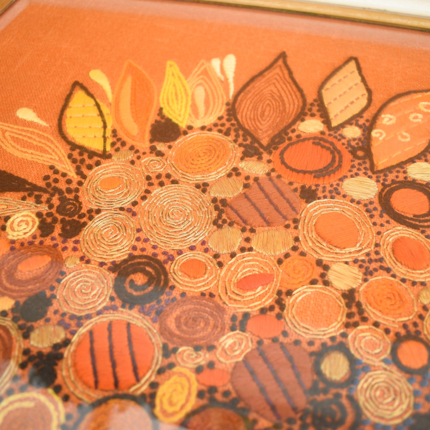 Vintage 1970s Embroidered Picture - Penelope - Sunflower