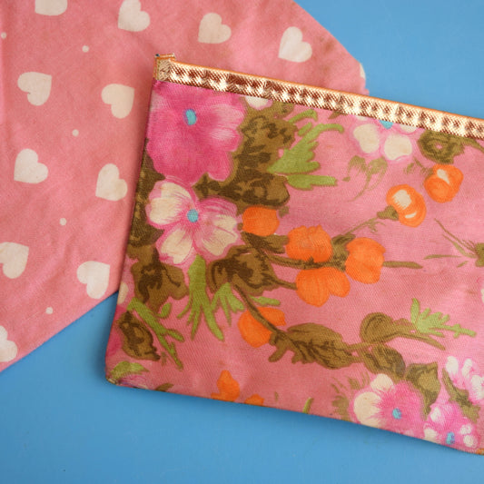 Vintage 1960s Wash Bags - Pink Heart/ Floral