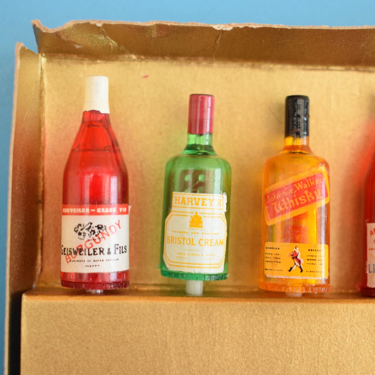 Vintage 1950s Cocktail Sticks - Lucky Dice - Mini Bottles With Dice Inside