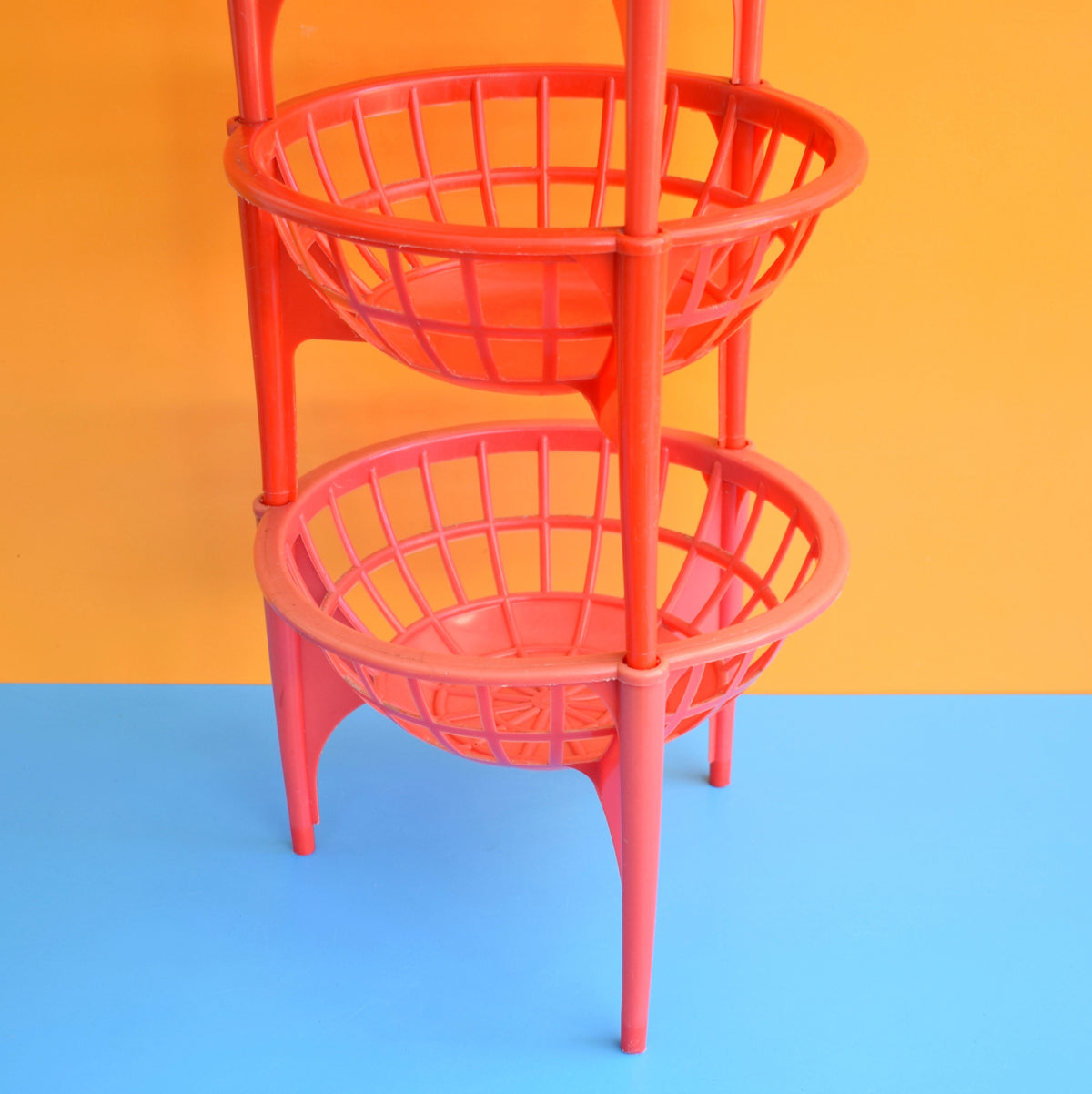 Vintage 1970s Plastic Storage / Vegetable Rack - Red Plastic by Vintage