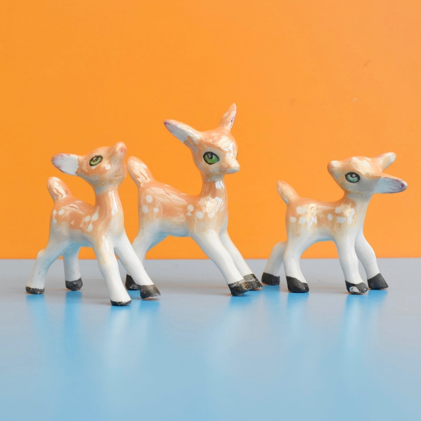 Vintage 1950s Kitsch Ceramic Bambi Deer Family x3