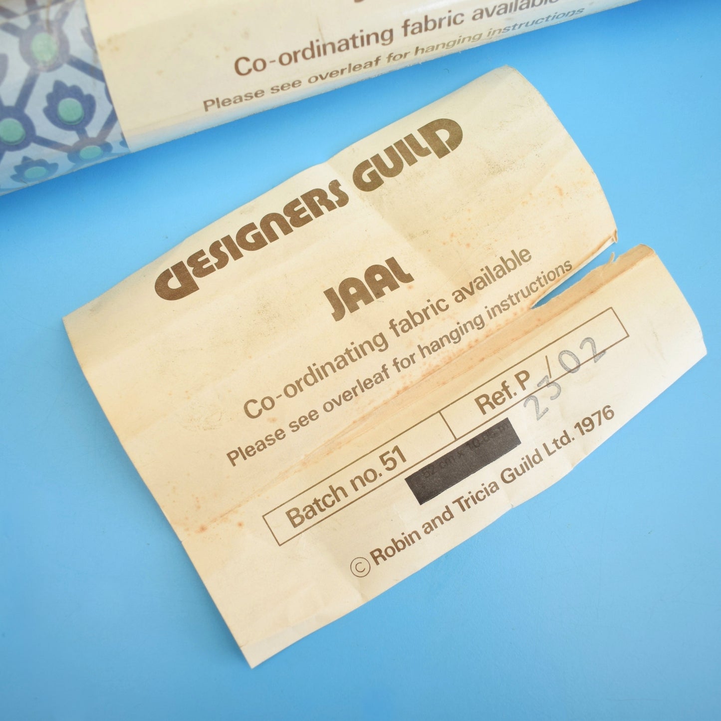 Vintage 1970s Designers Guild Extra Wide Wallpaper- Jaal Blue x5