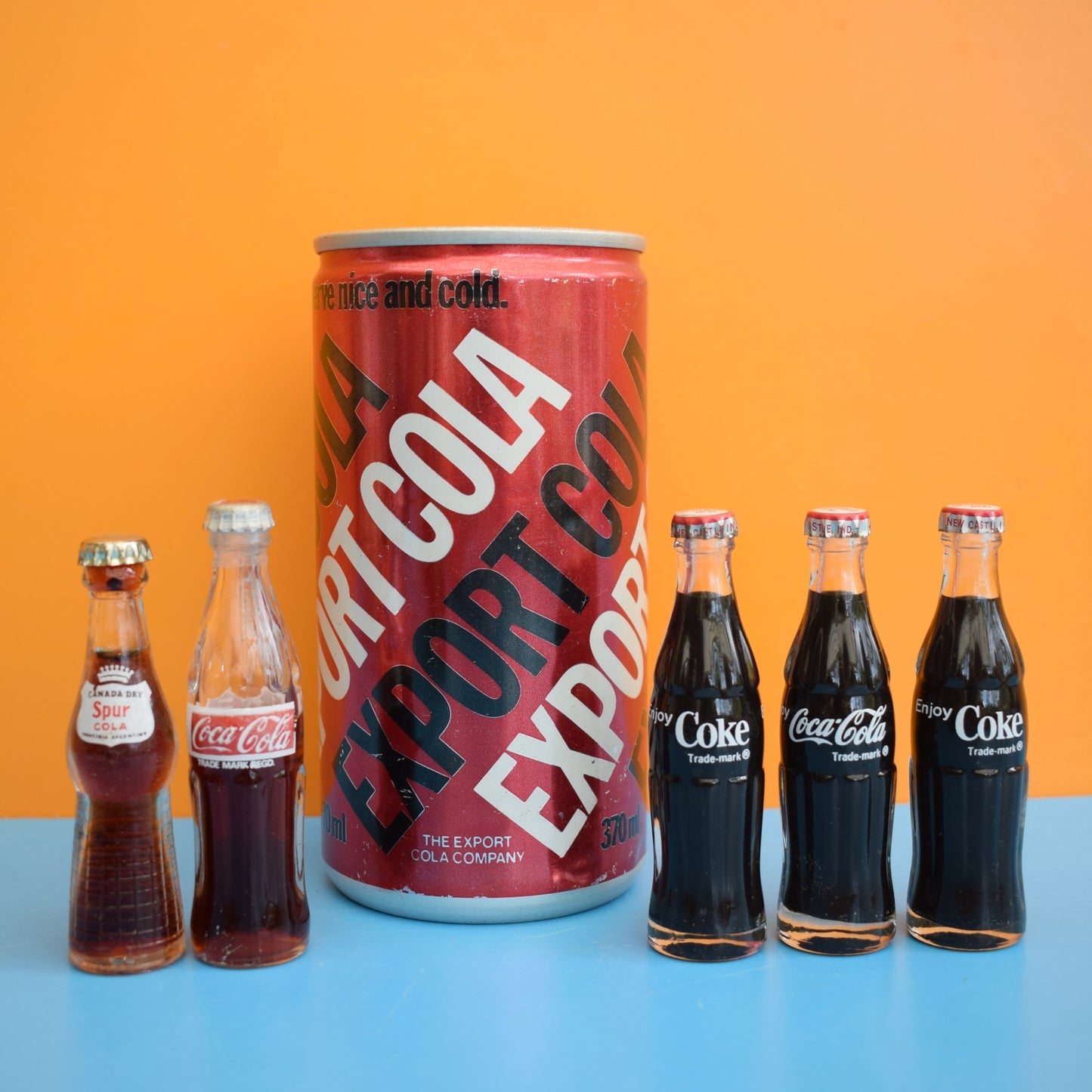 Vintage 1980s Mini Glass Bottles - Cola / Coca Cola / Coke
