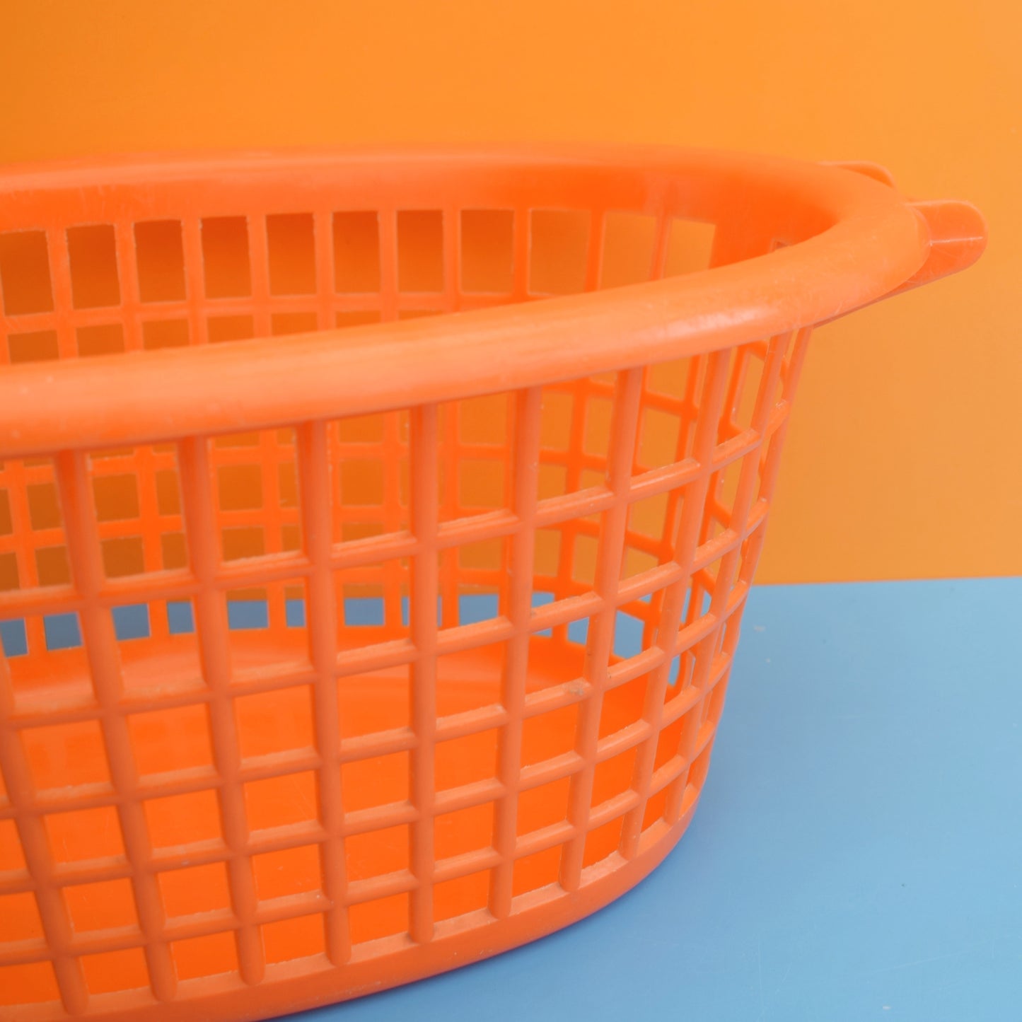 Vintage 1970s Washing Basket - Orange Plastic