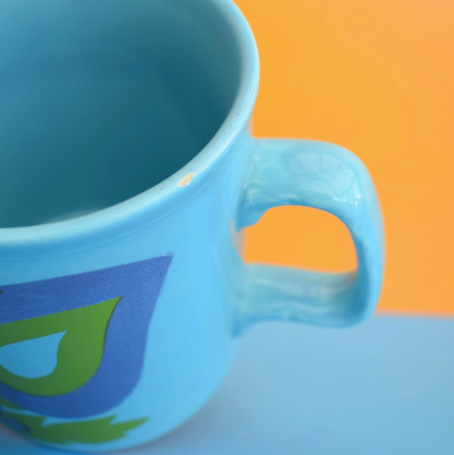 Vintage 1970s Mug - Staffordshire Pottery - Turquoise / Green