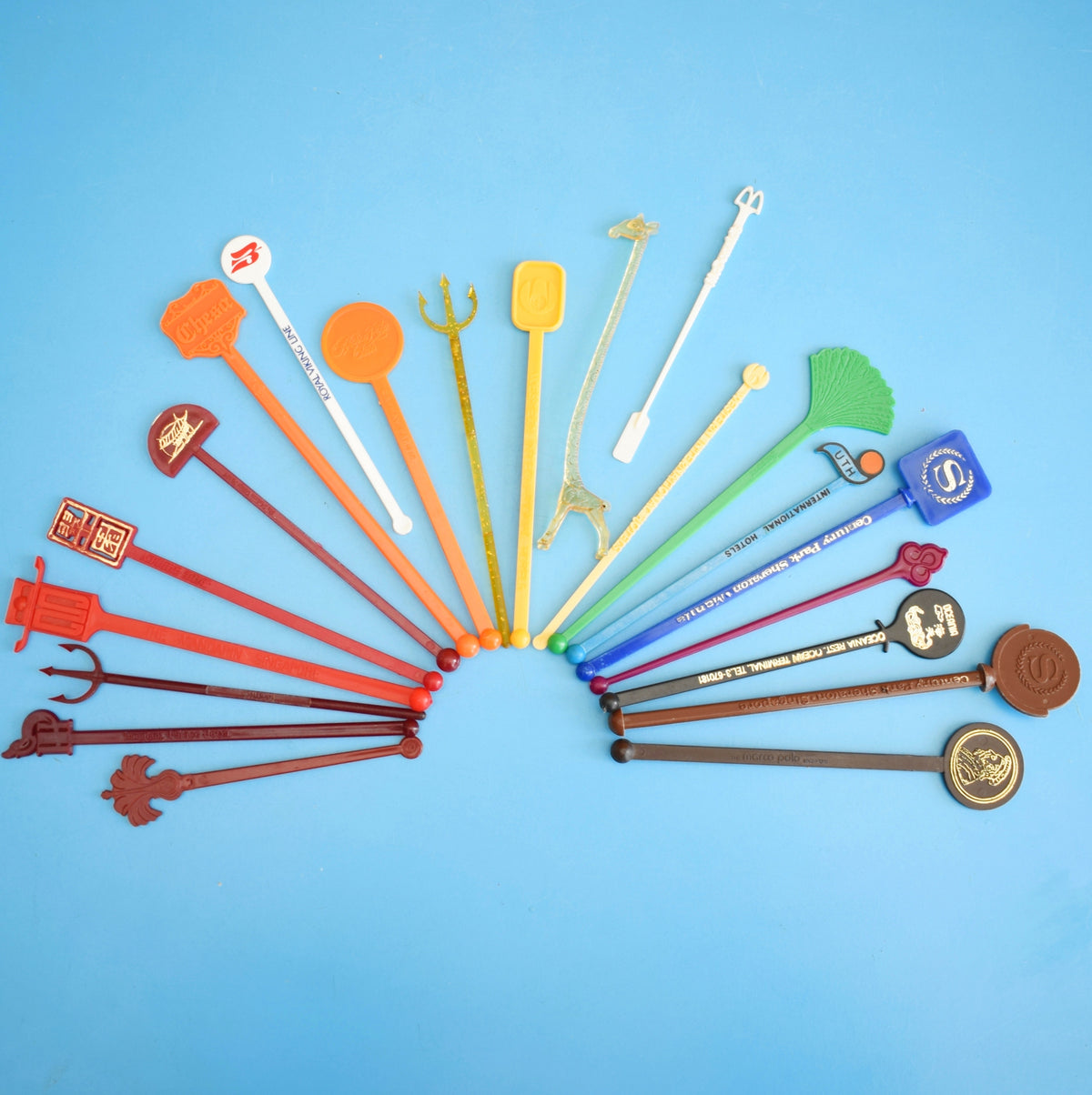 Vintage 1970s Drink Stirrers / Sticks - Rainbow. by Pineapple Retro