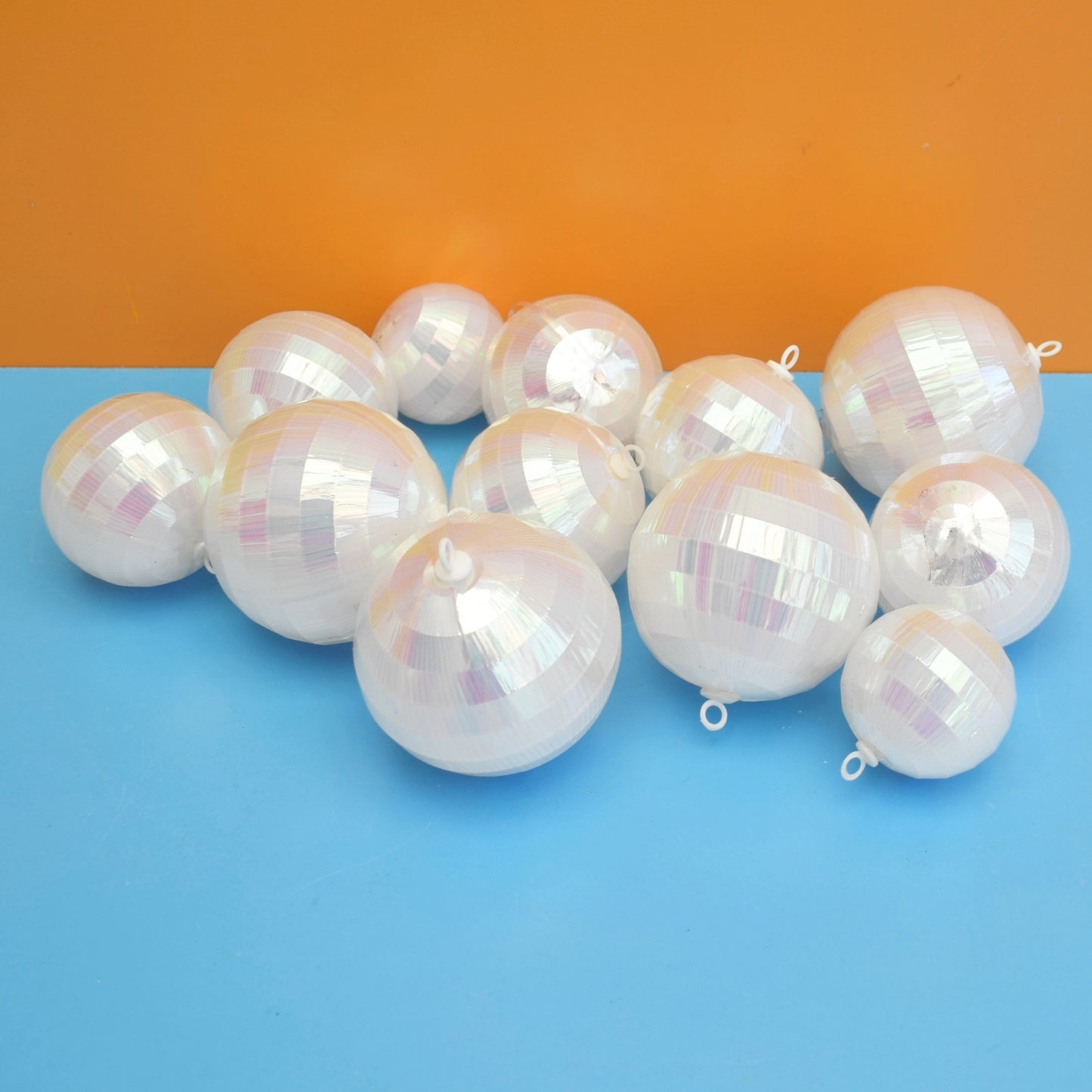 Vintage 1990s Plastic Christmas Disco Balls - Iridescent