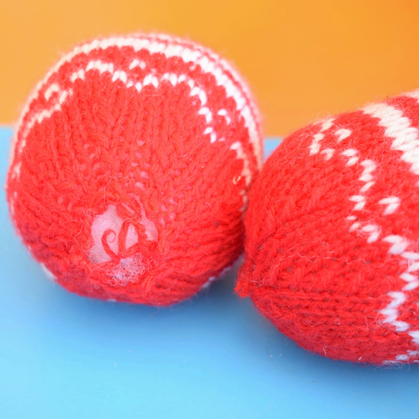 Vintage 1970s Knitted Santa / Father Christmas & Baubles Handmade