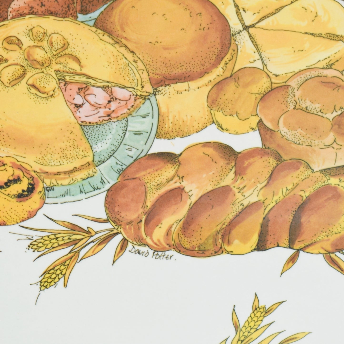 Vintage 1960s Bread Design Large Tray