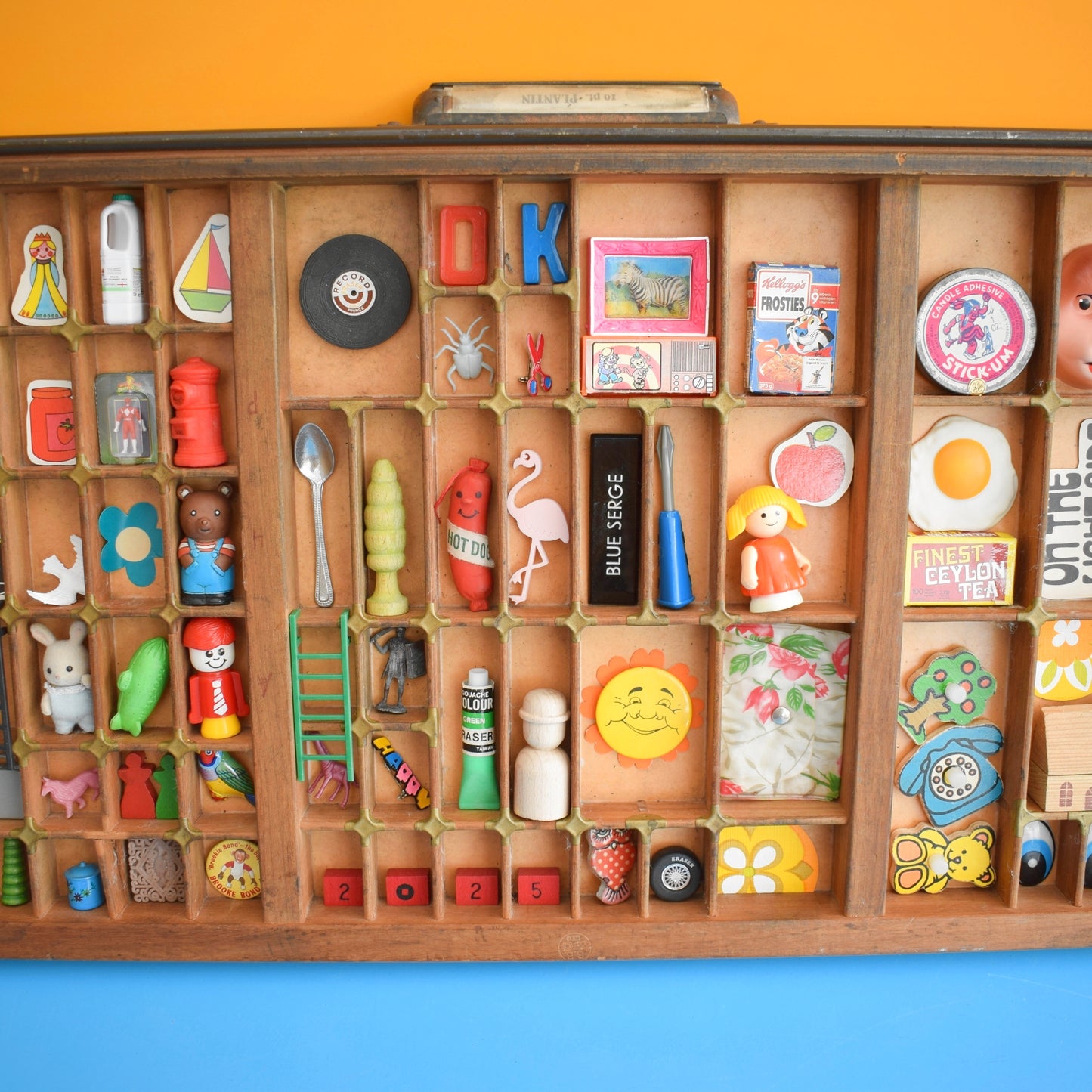 Vintage 1960s Wooden Printers Tray & Contents / Empty