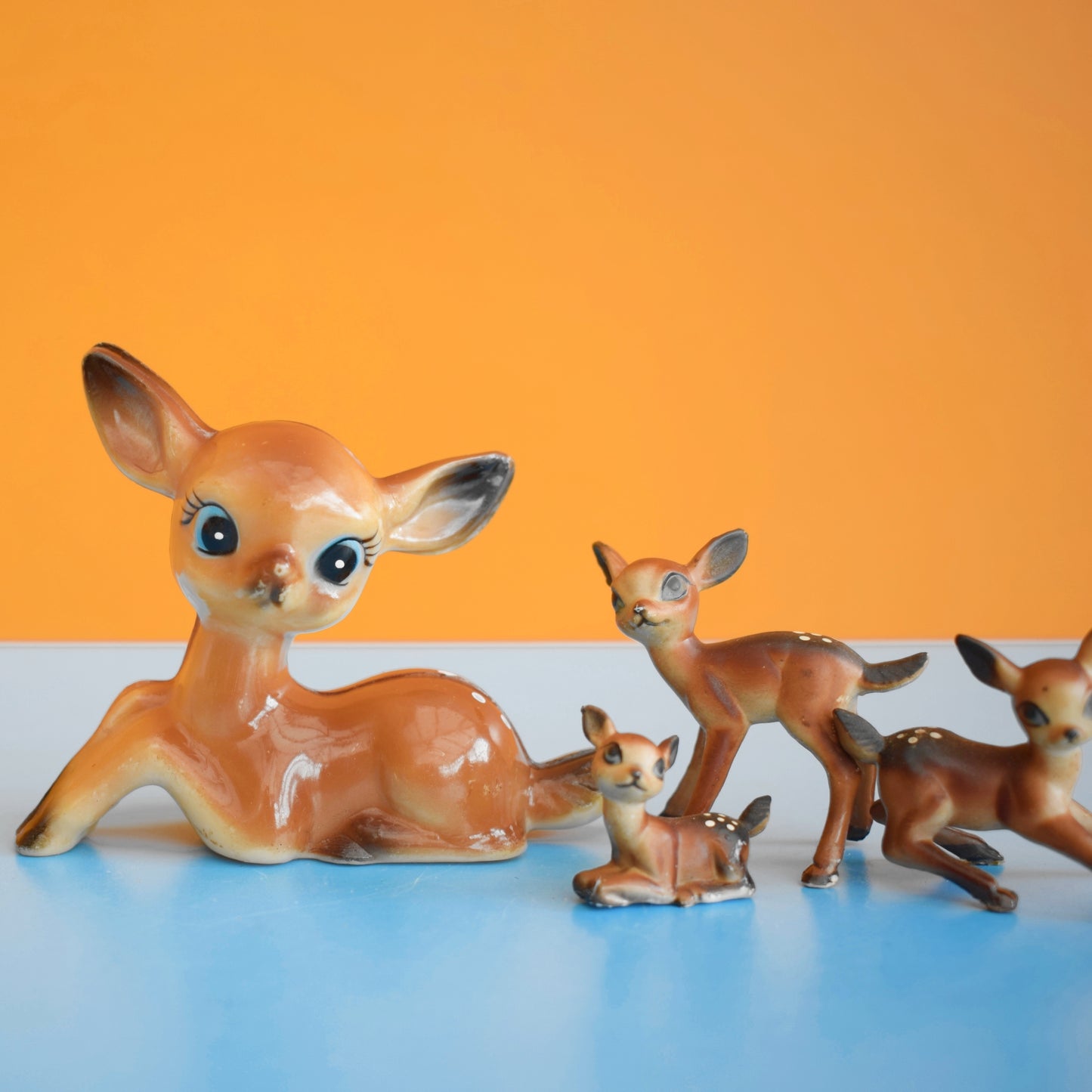 Vintage 1960s Bambi Family Kitsch Ornaments - Plastic Deer