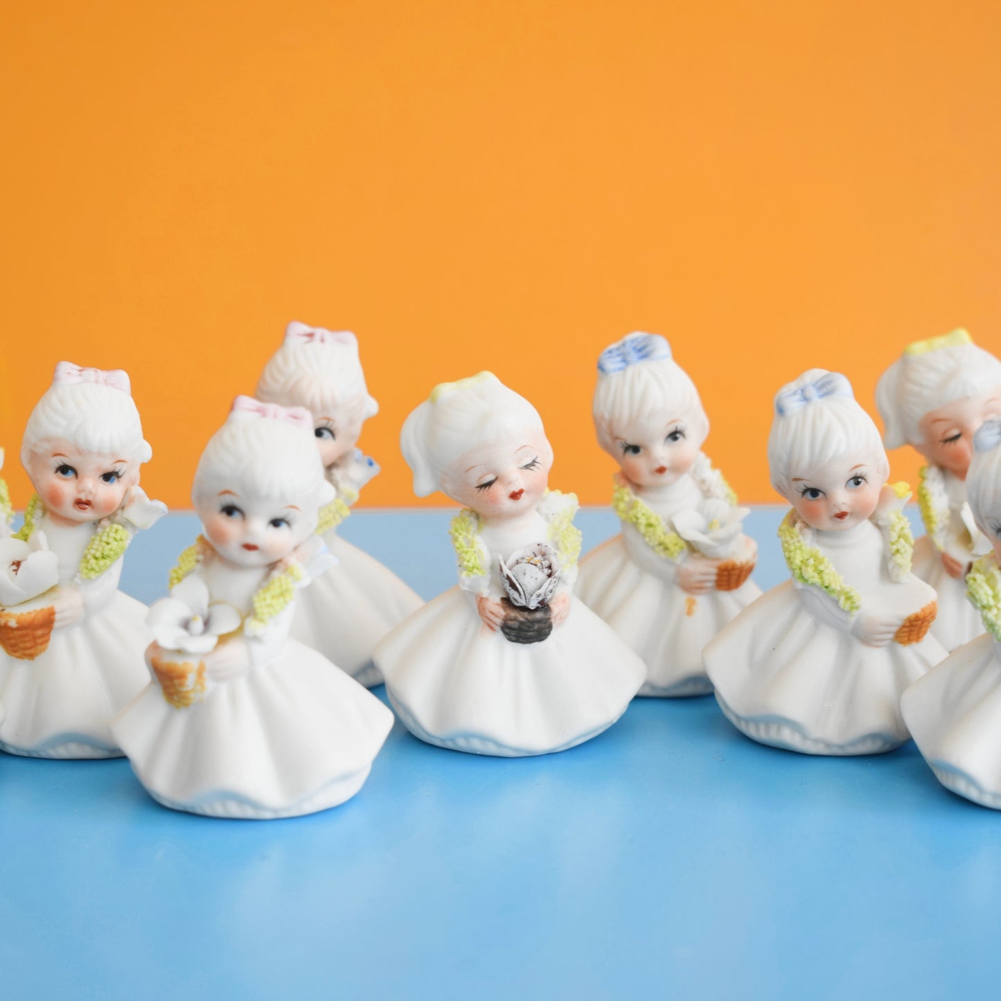 Vintage 1950s Small Ceramic Pretty Ladies- x12 - Cake Decorations