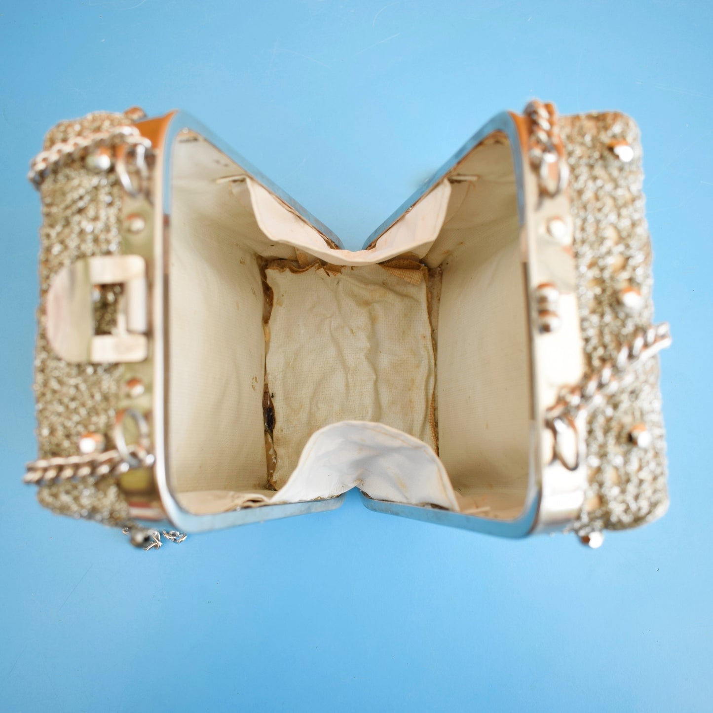 Vintage 1960s Box Bag - Beaded Silver