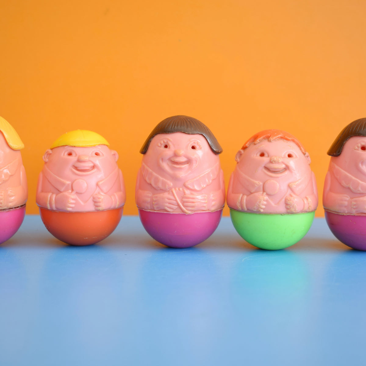 Vintage 1970s kitsch Plastic Weeble Toys / Figures .. by Pineapple Retro