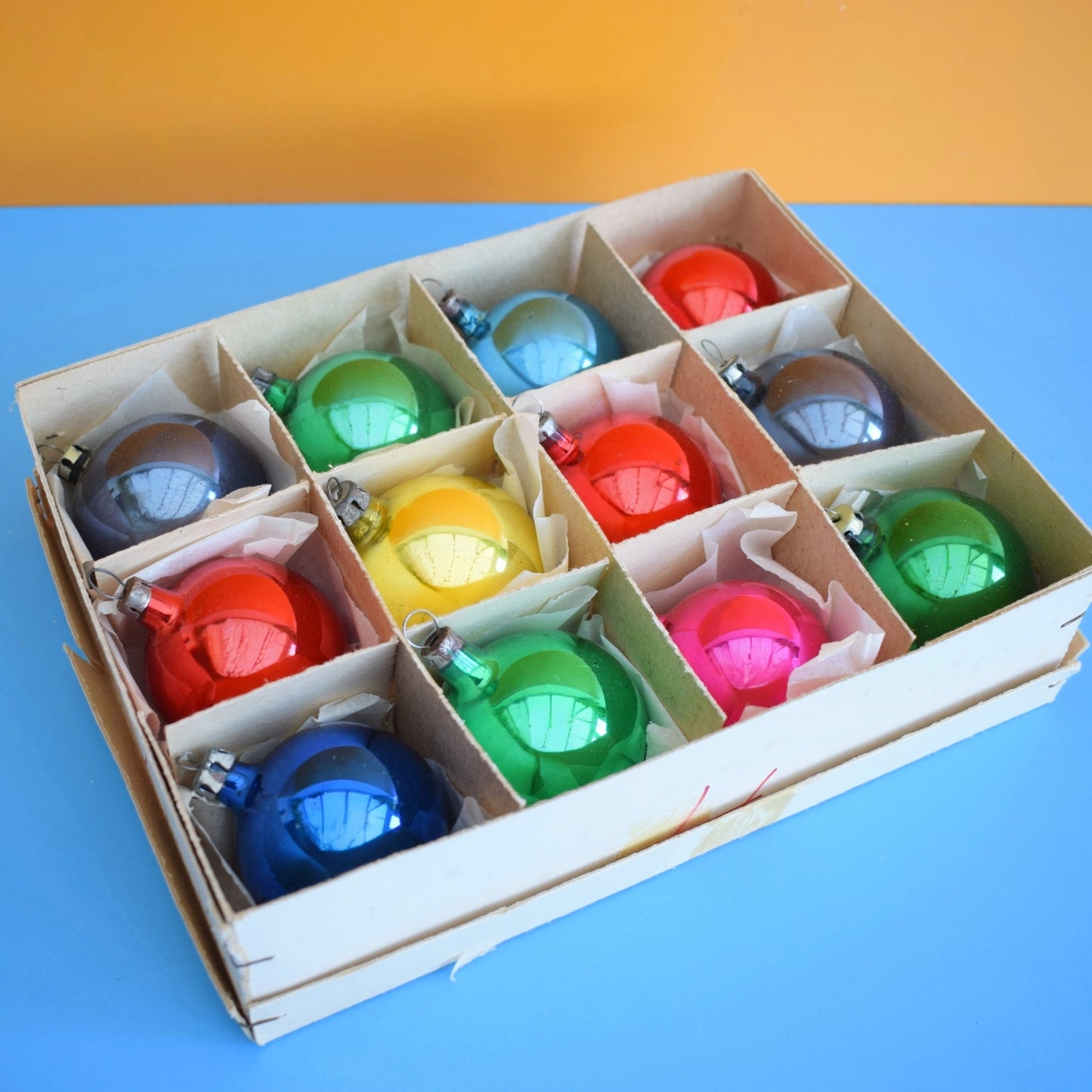 Vintage 1970s Glass Christmas Baubles - Classic Balls - Great Colours- Small